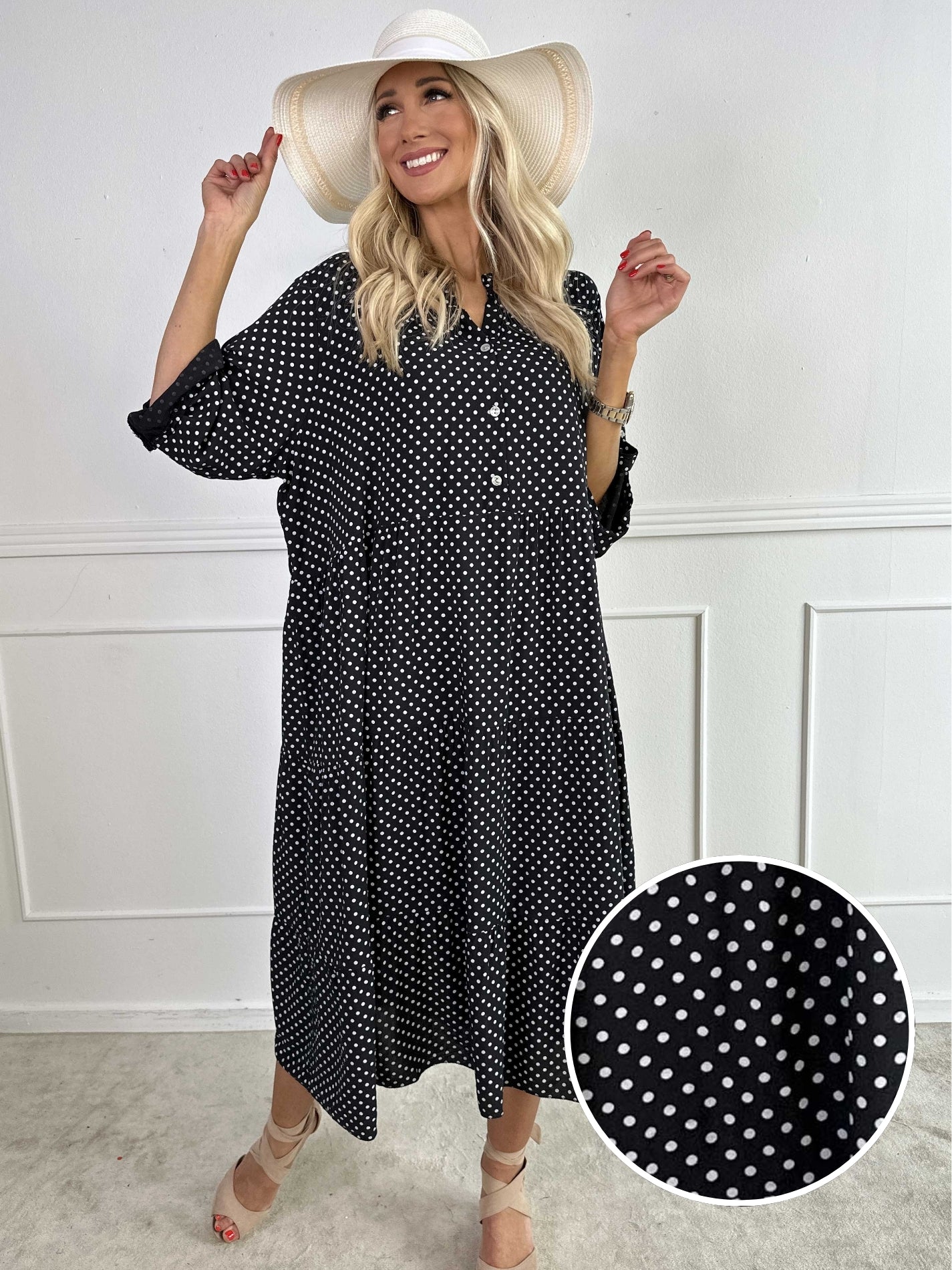 Dotti - Klänning med lager på lager-look i viskos