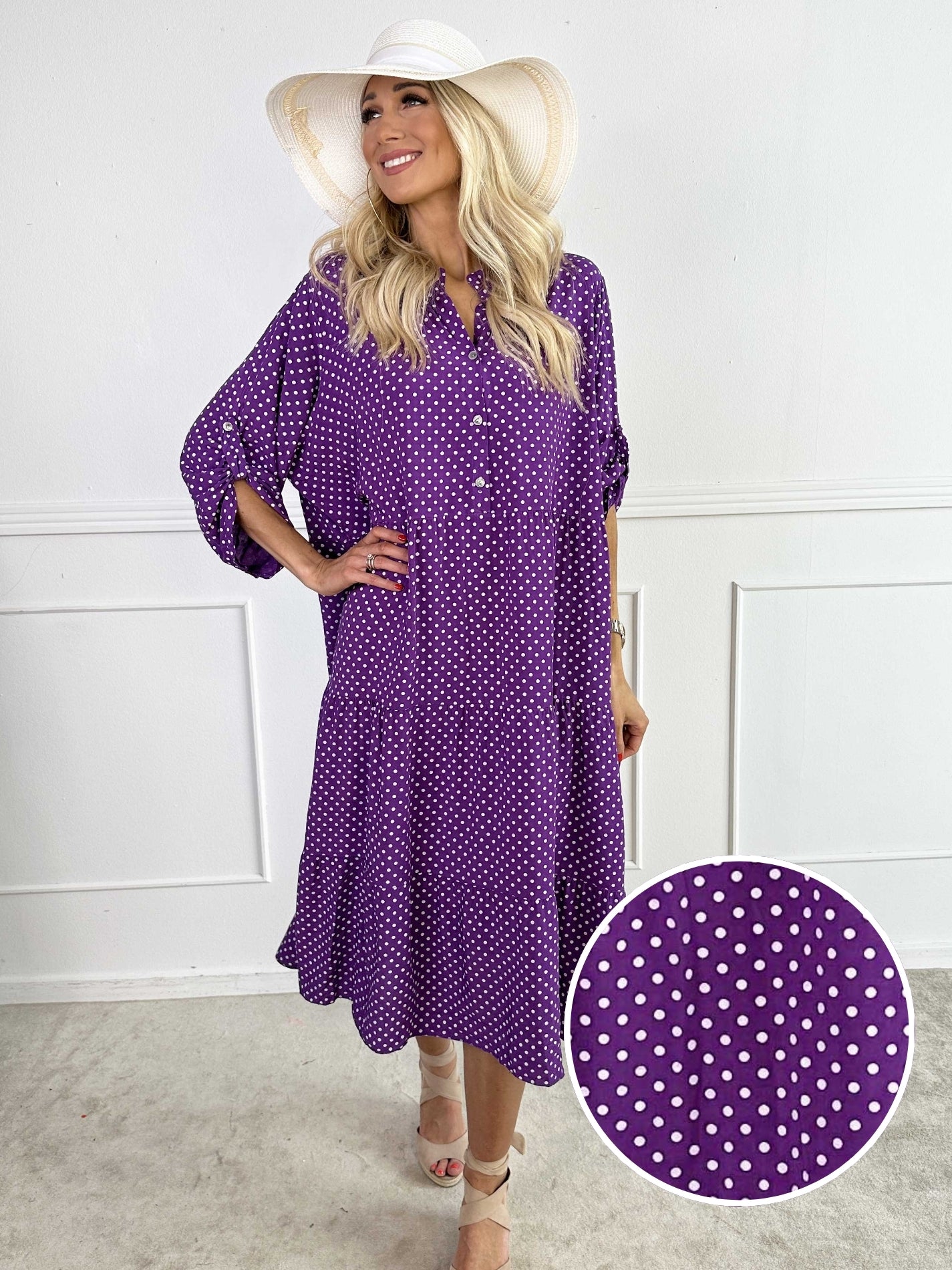 Dotti - Klänning med lager på lager-look i viskos