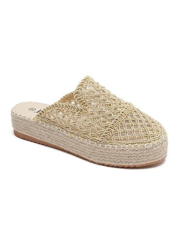Dicte - Söta espadrillor med öppen klack och tjock sula