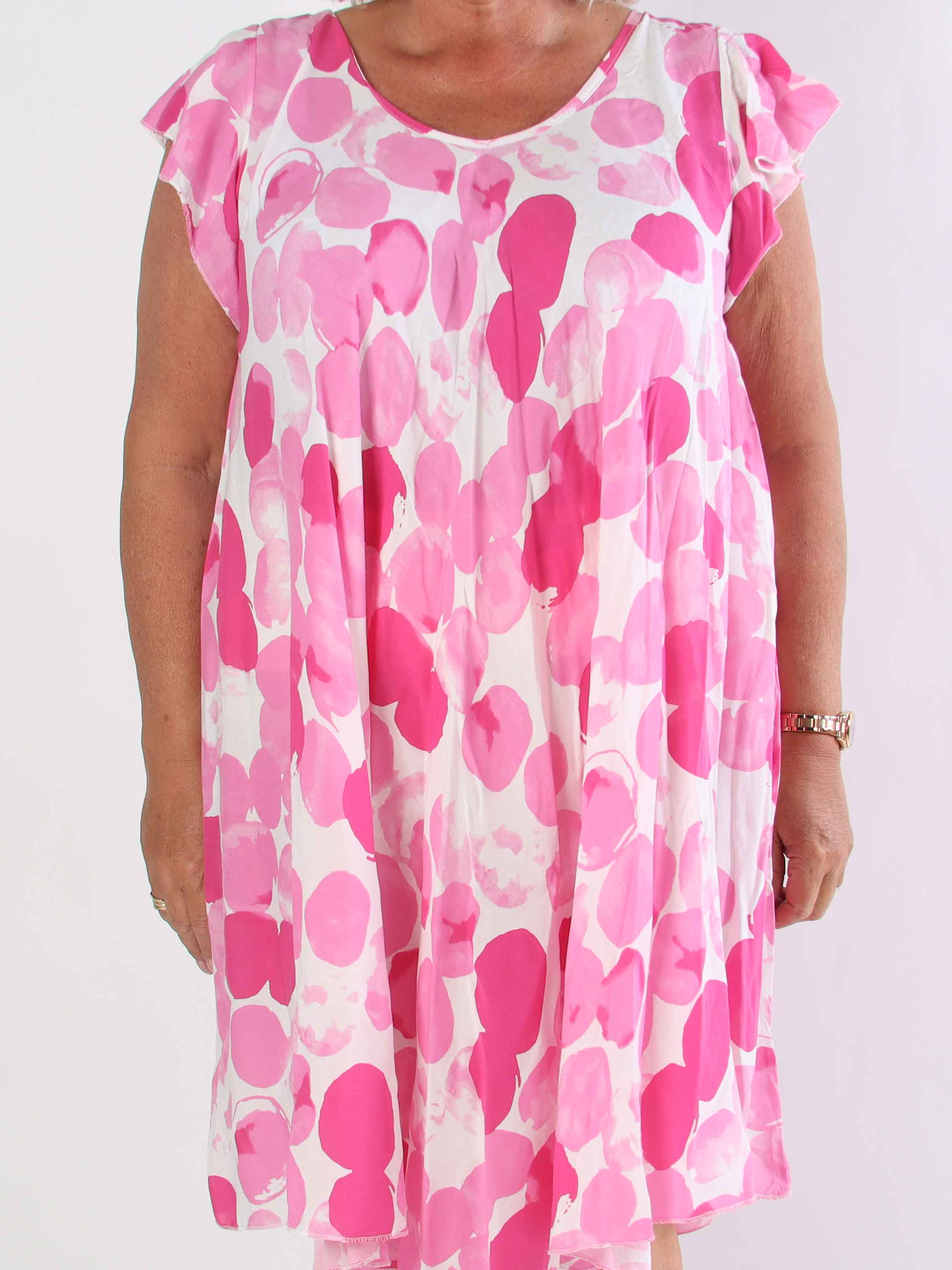 Akantha - Mönstrad plus size sommarklänning i lätt viskos