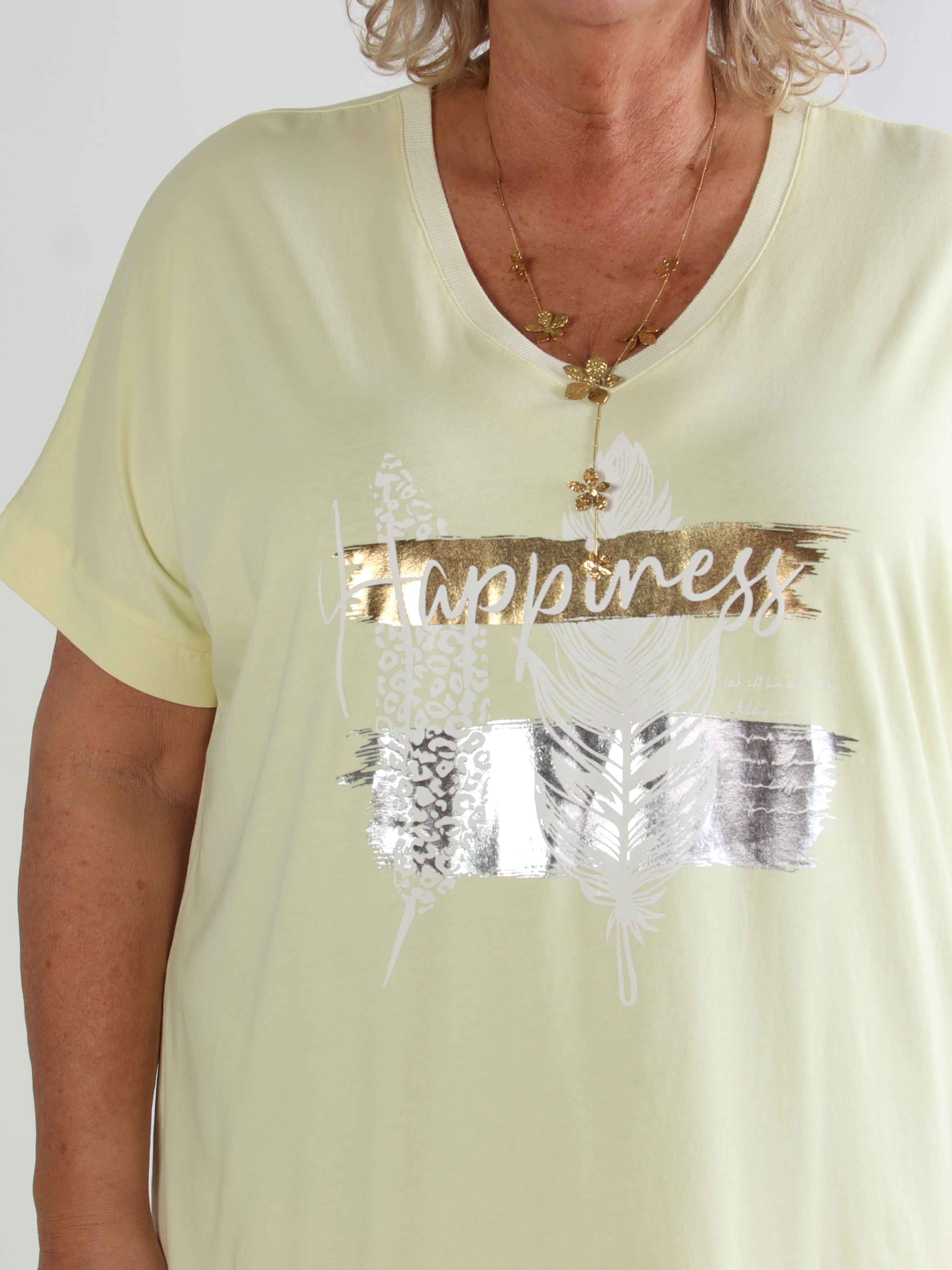 Alana - Plus size t-shirtkjole i bomuld med fejrmotiver foran