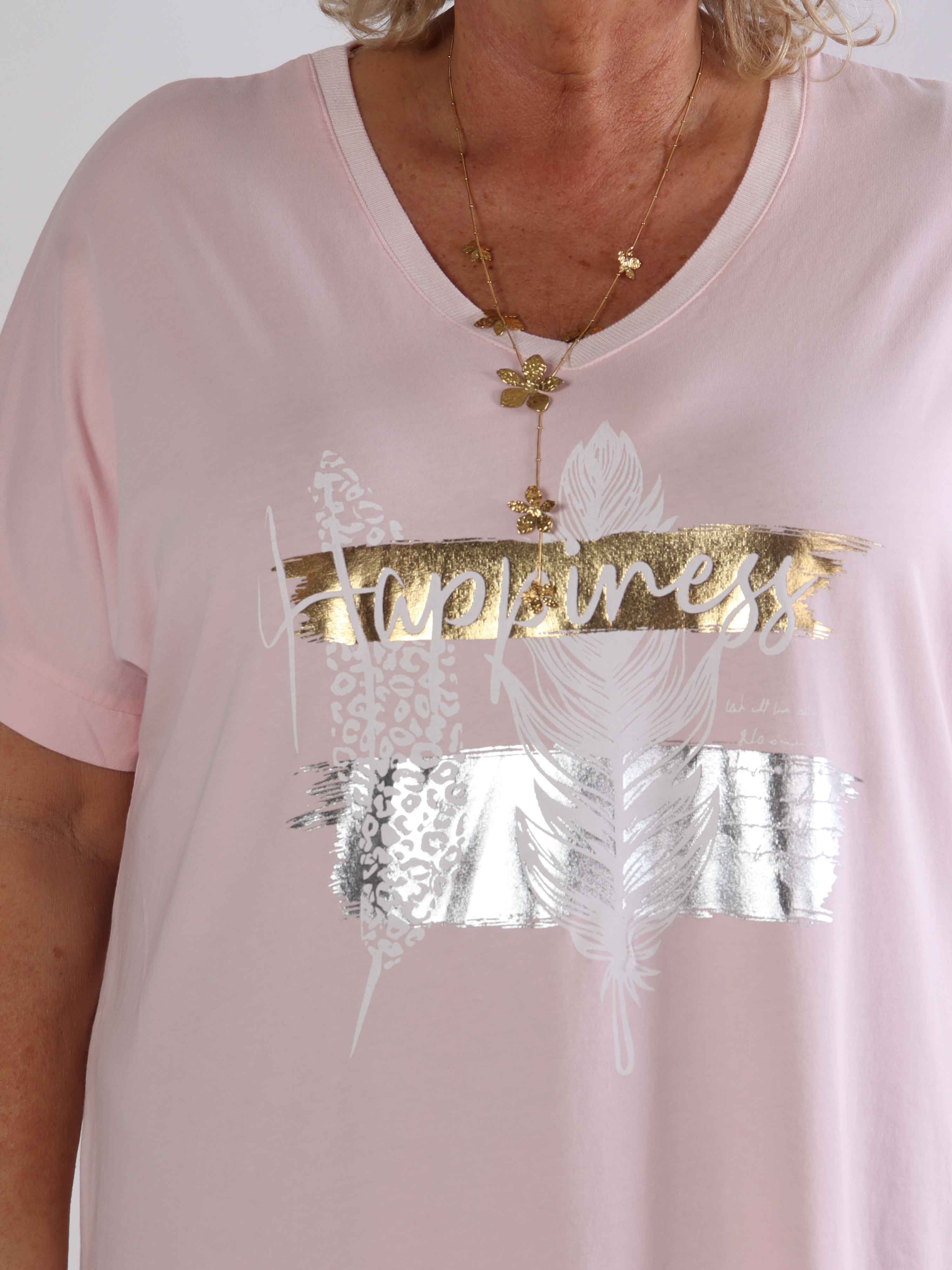 Alana - Plus size t-shirtkjole i bomuld med fejrmotiver foran