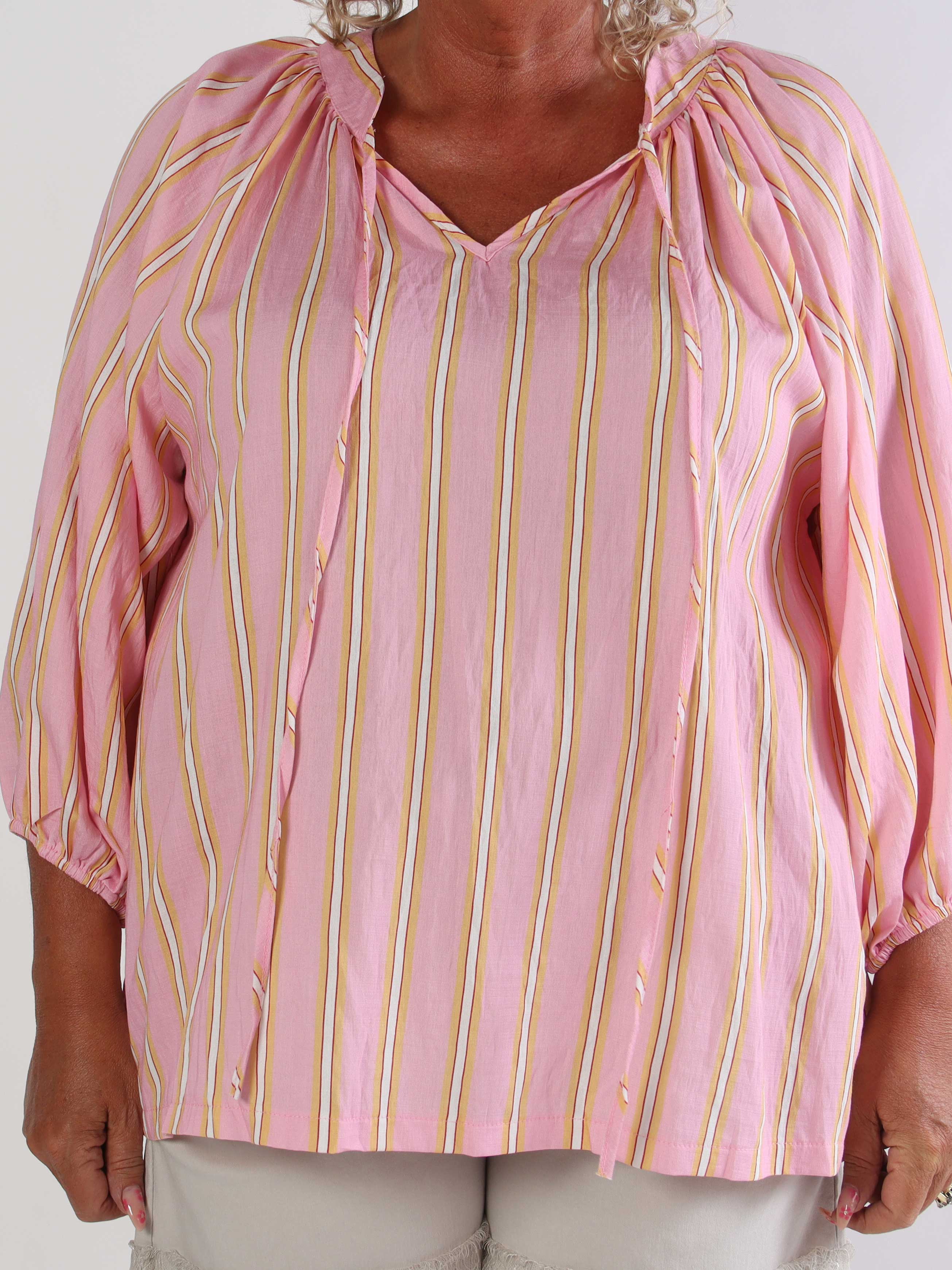 Amidala Shirt - Randig plus size tunika i en lätt viskosblandning med vackra ballongärmar