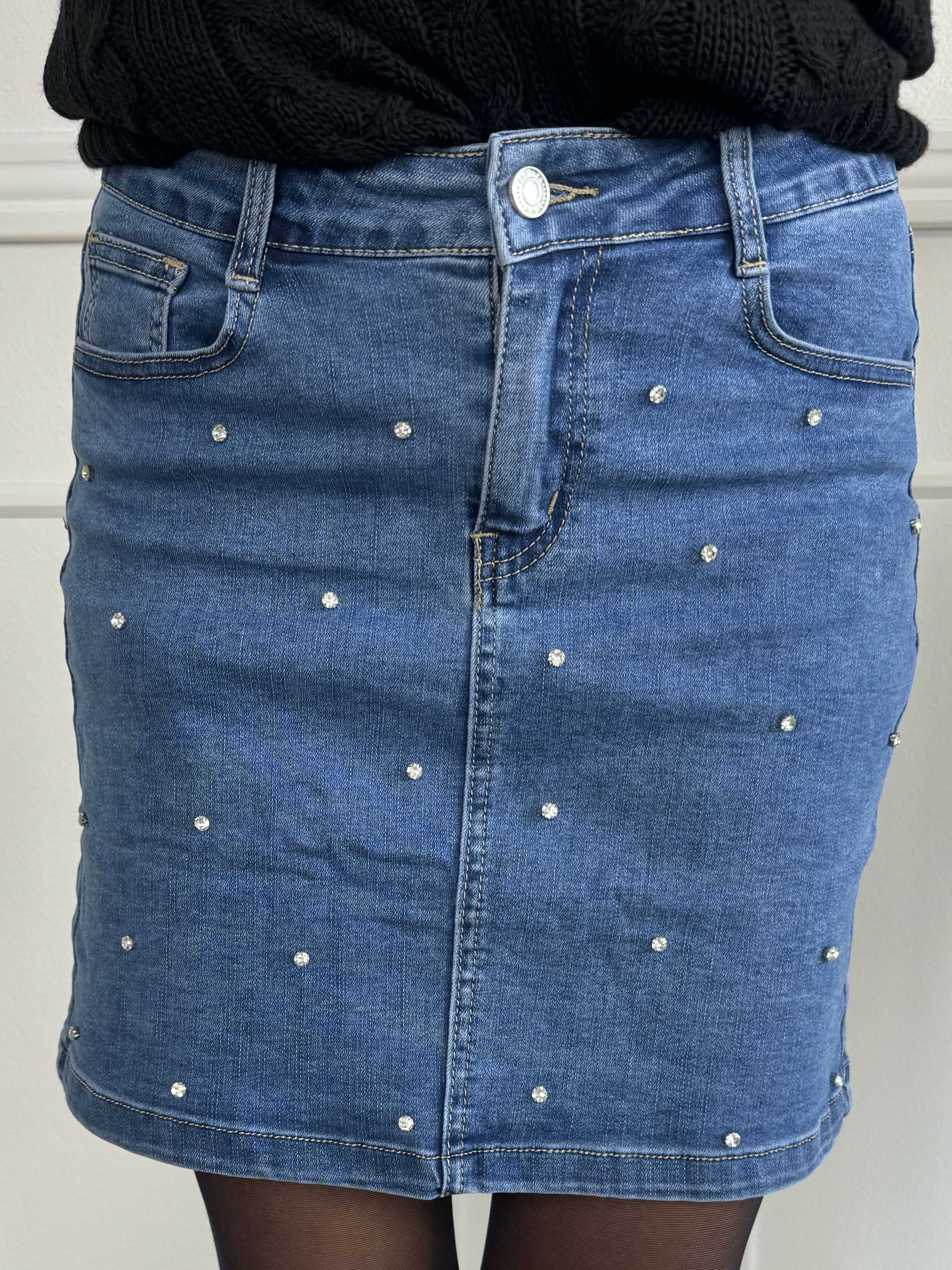 Angely - Söt denimkjol med ränder