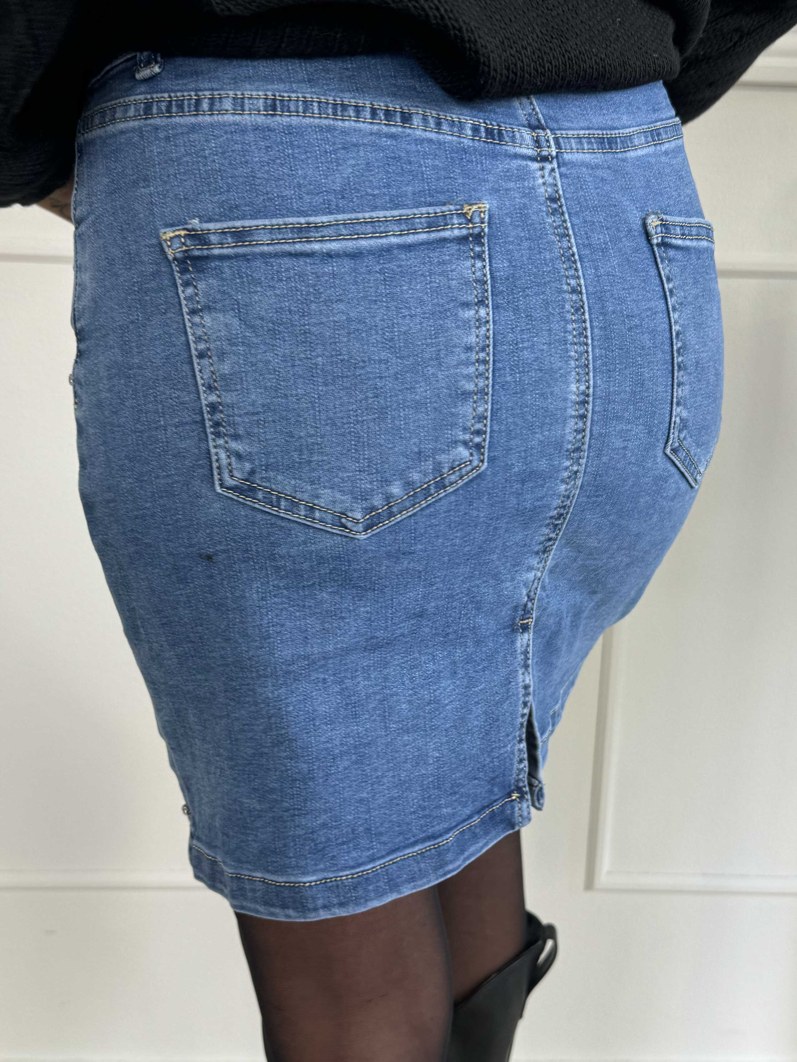Angely - Söt denimkjol med ränder