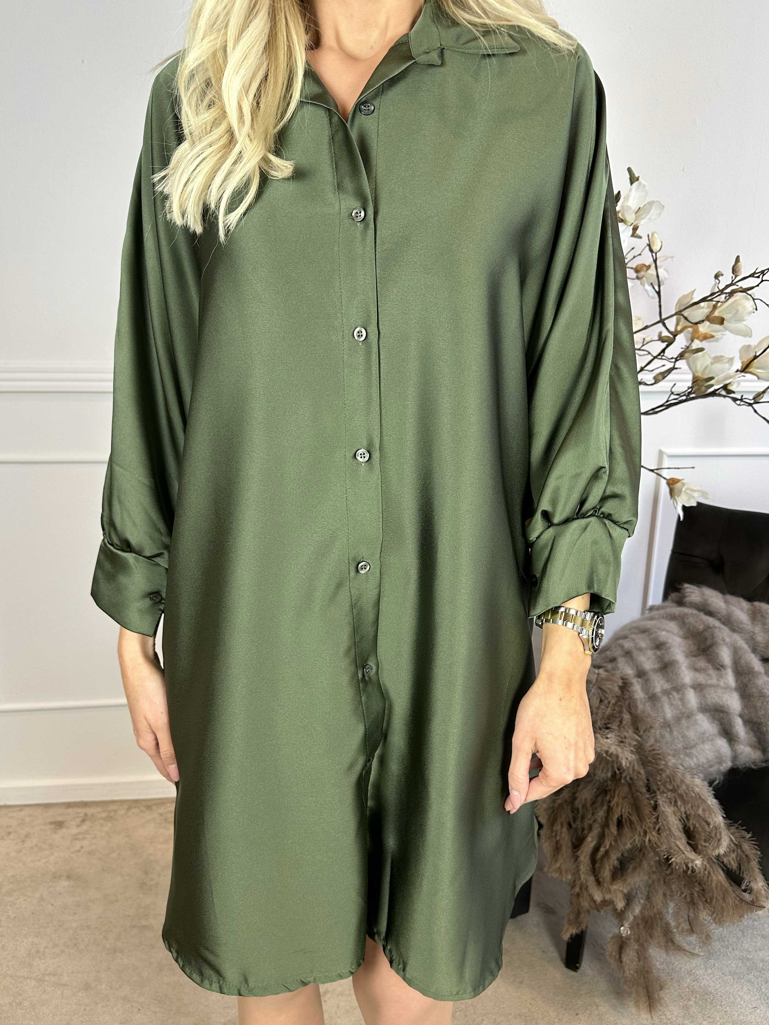 Anja - Skjorta i sidenlook med fladdermusärmar