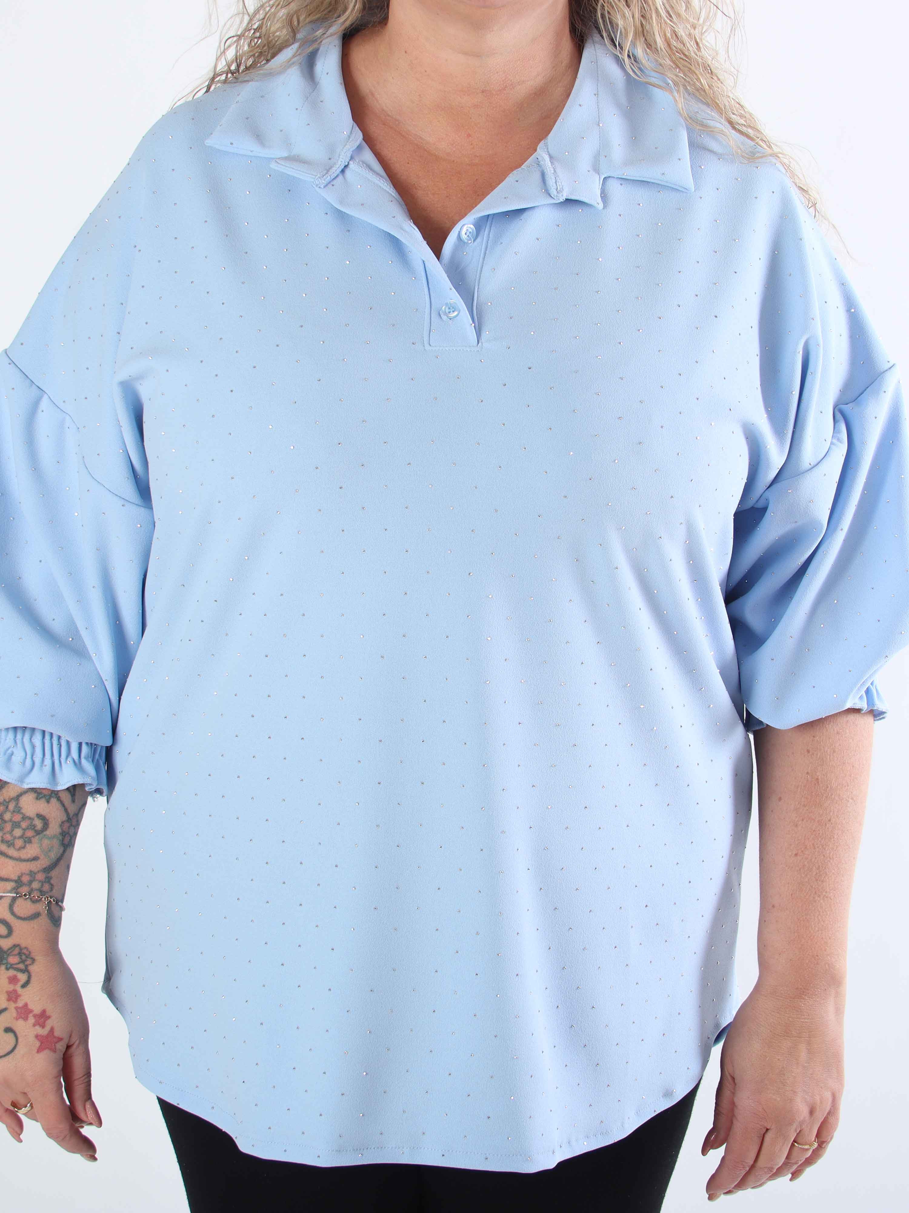 Aria - Plus size-tunika med resårkant och smockade ärmar