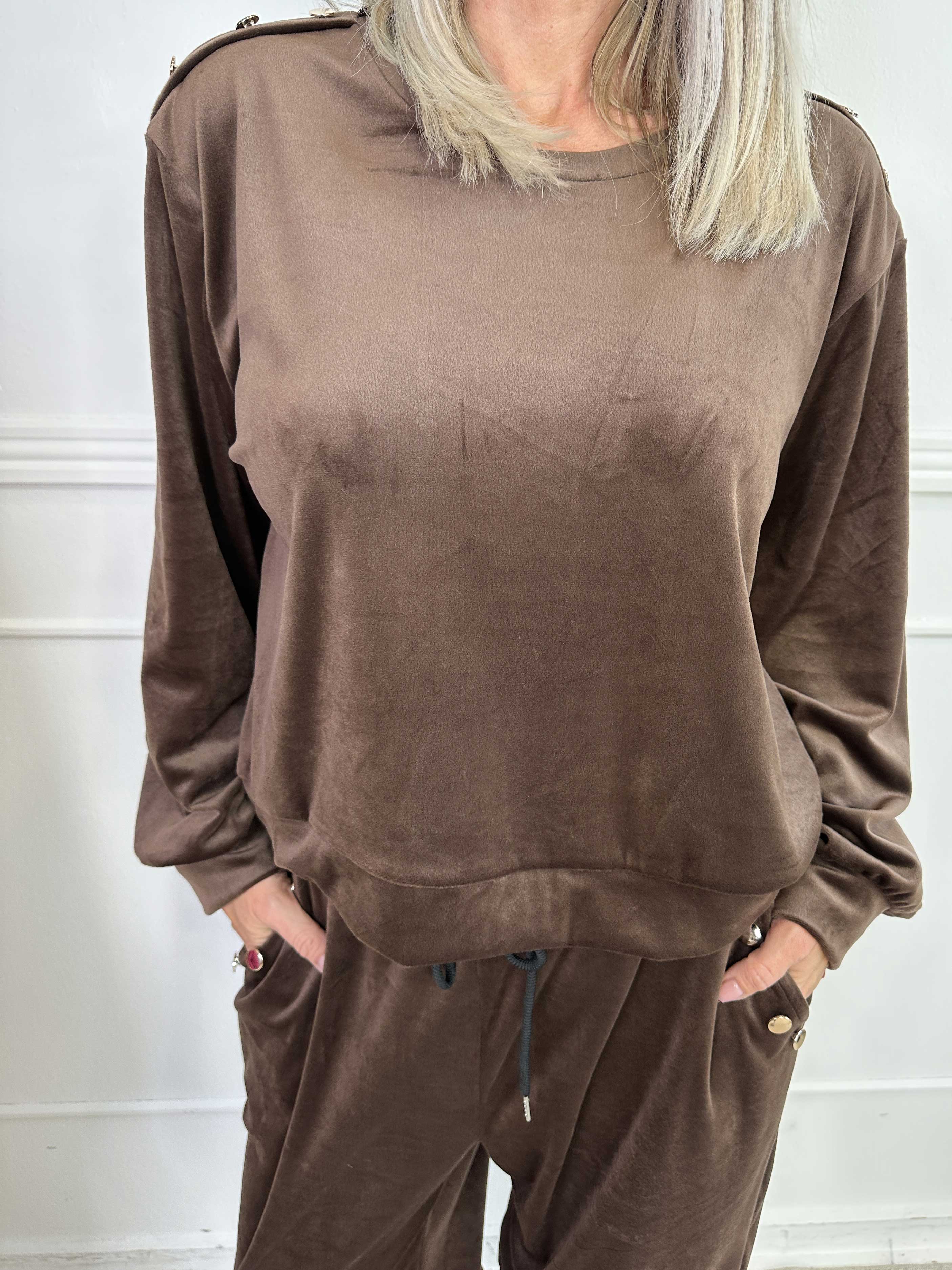 Arina - Mjukisset i velour med guldknappar