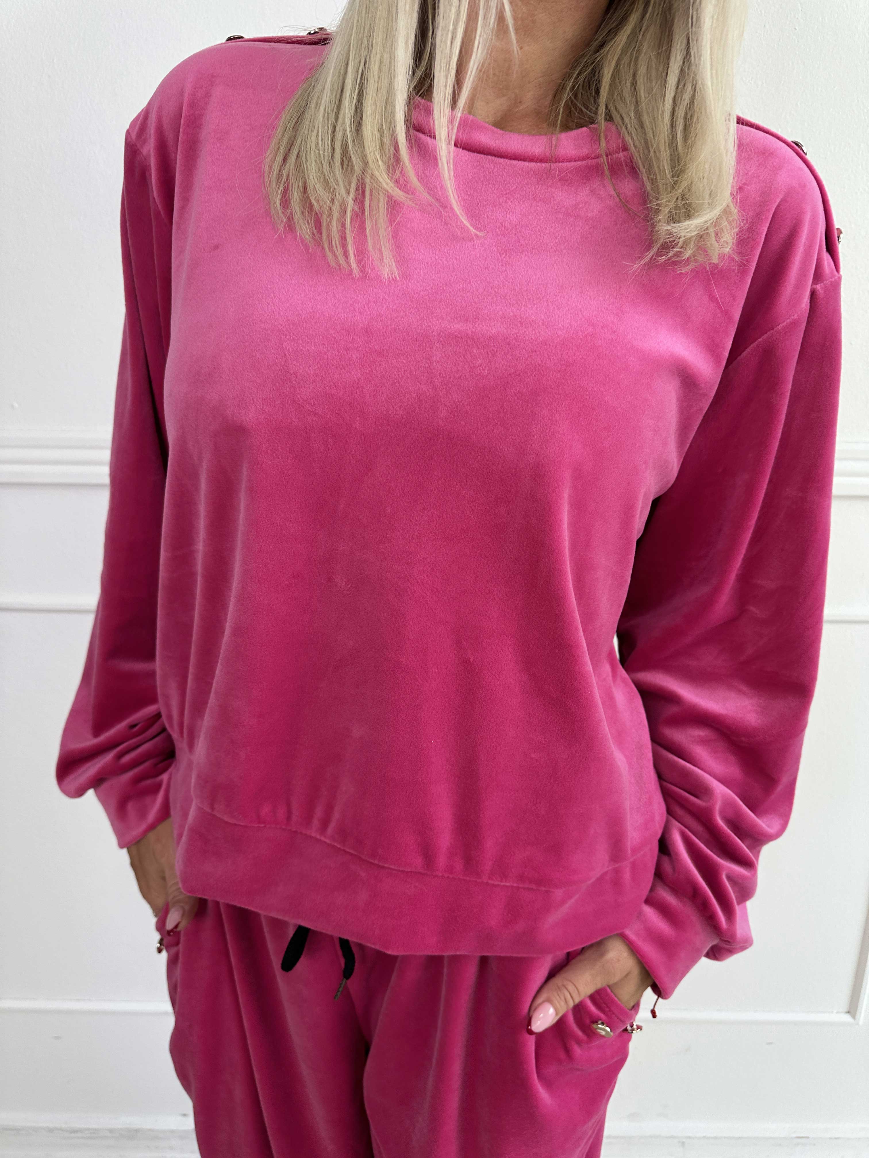 Arina - Mjukisset i velour med guldknappar