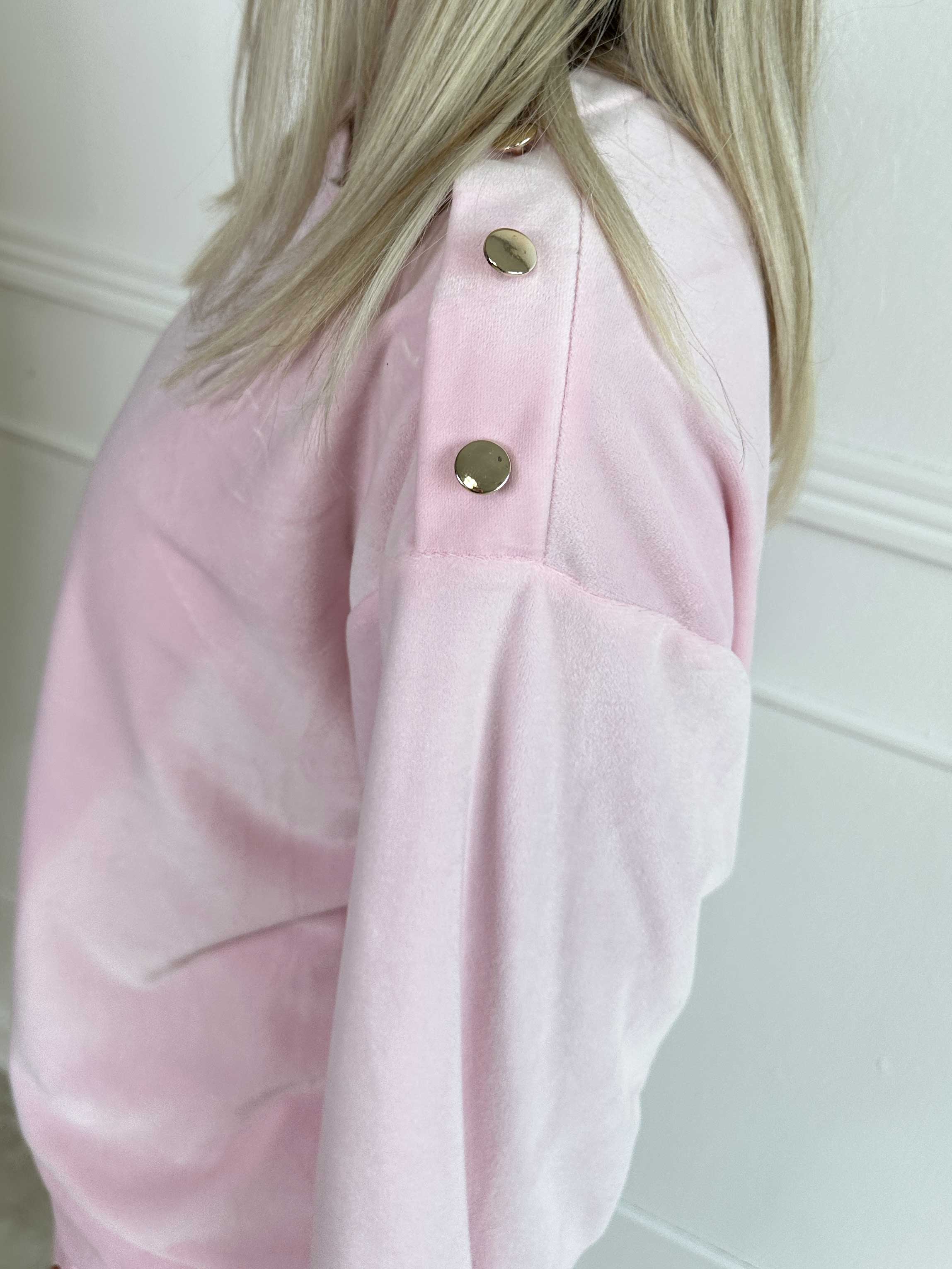 Arina - Mjukisset i velour med guldknappar