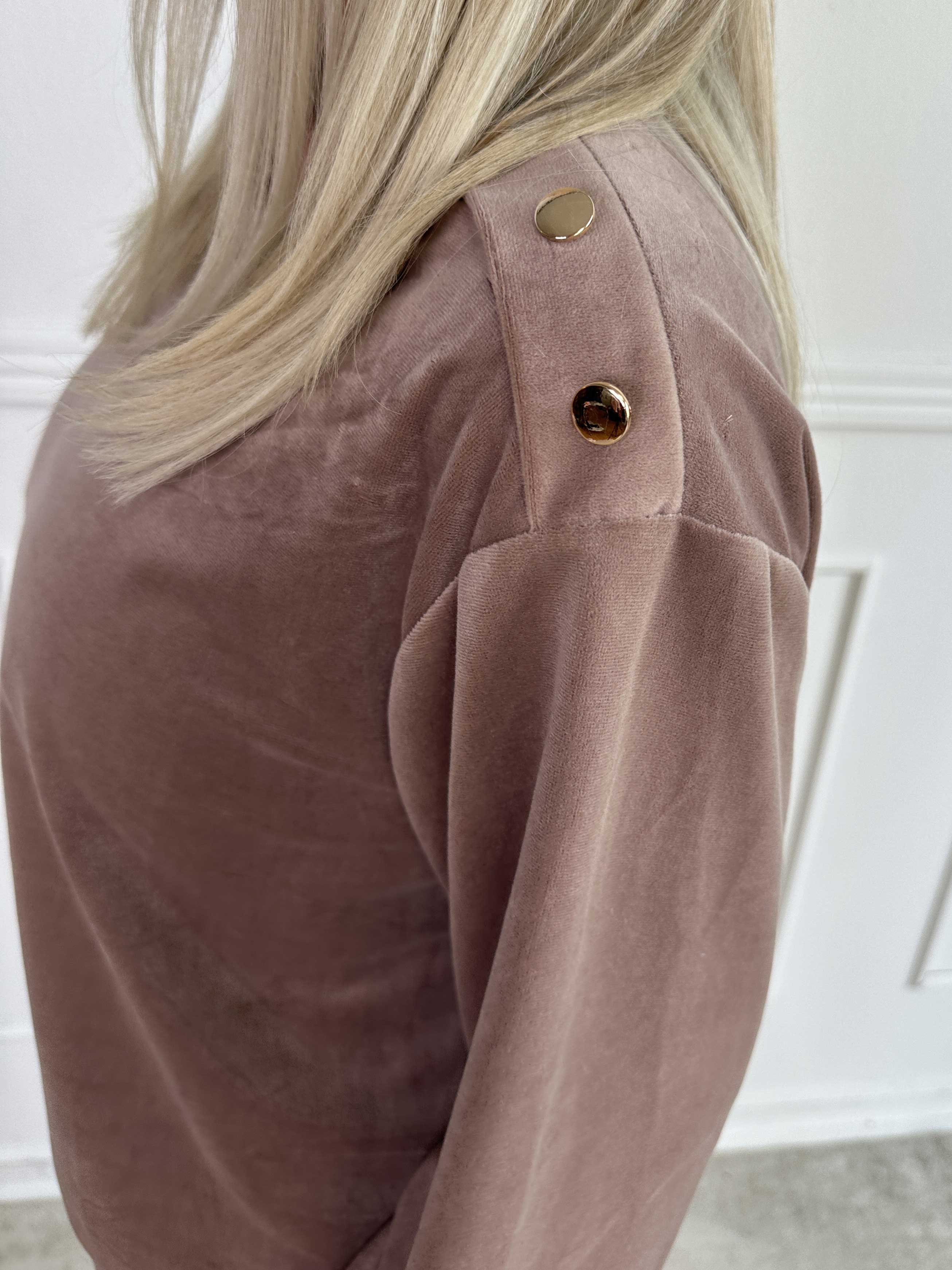 Arina - Mjukisset i velour med guldknappar