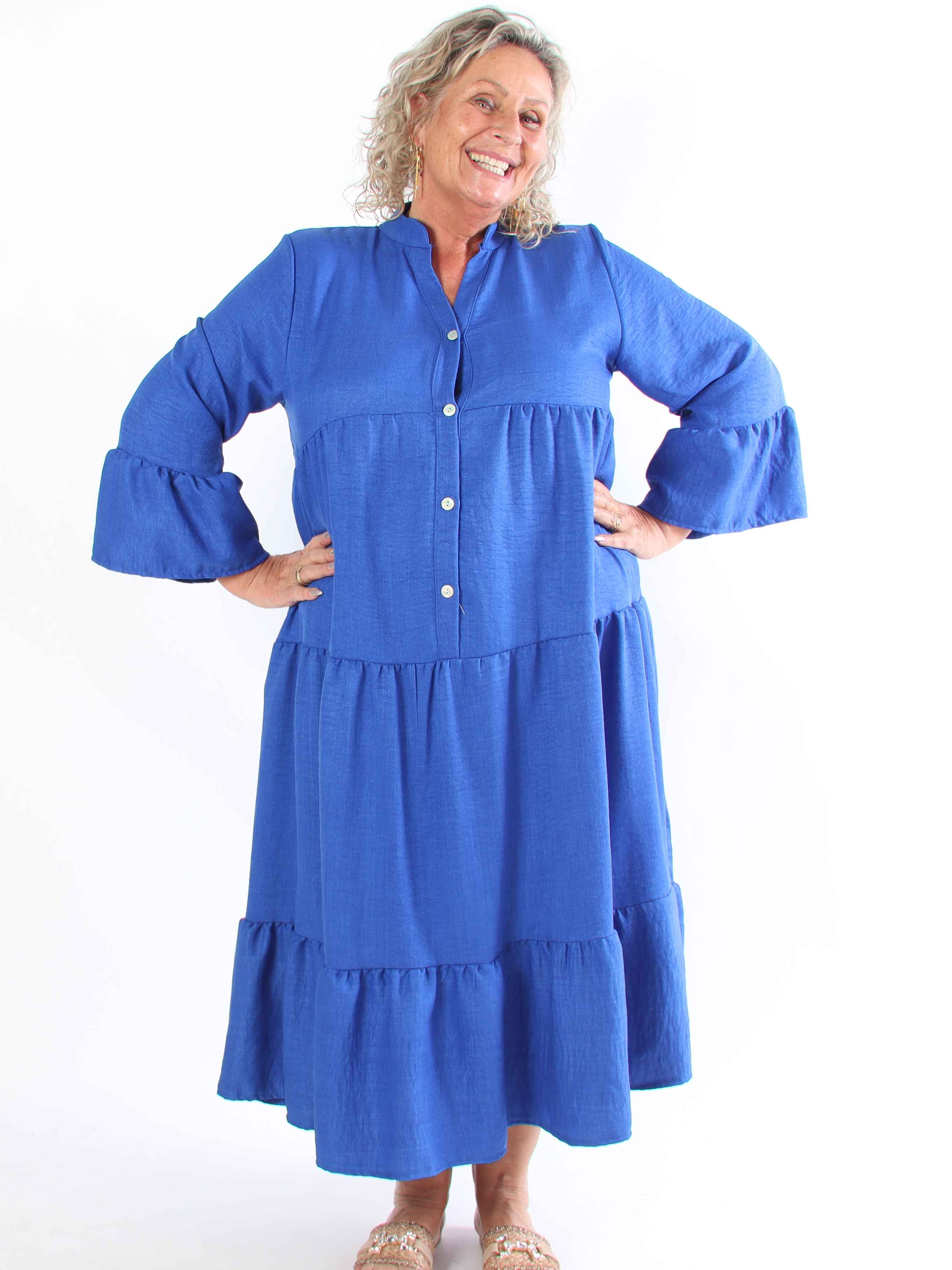 Arjana - Plus size-klänning med lager-på-lager-look och knappar