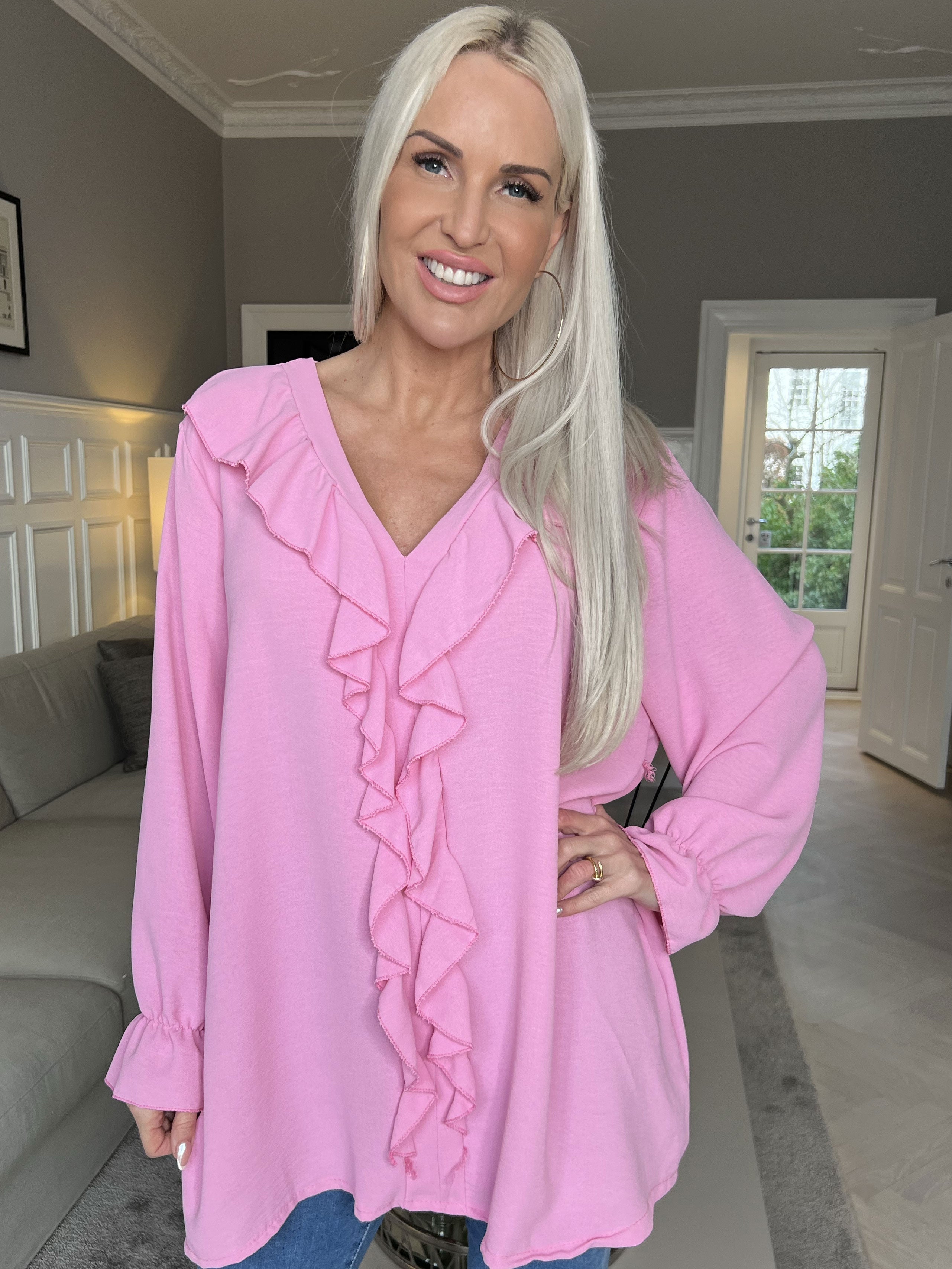 Ava - Söt tunika med volanger - Light pink