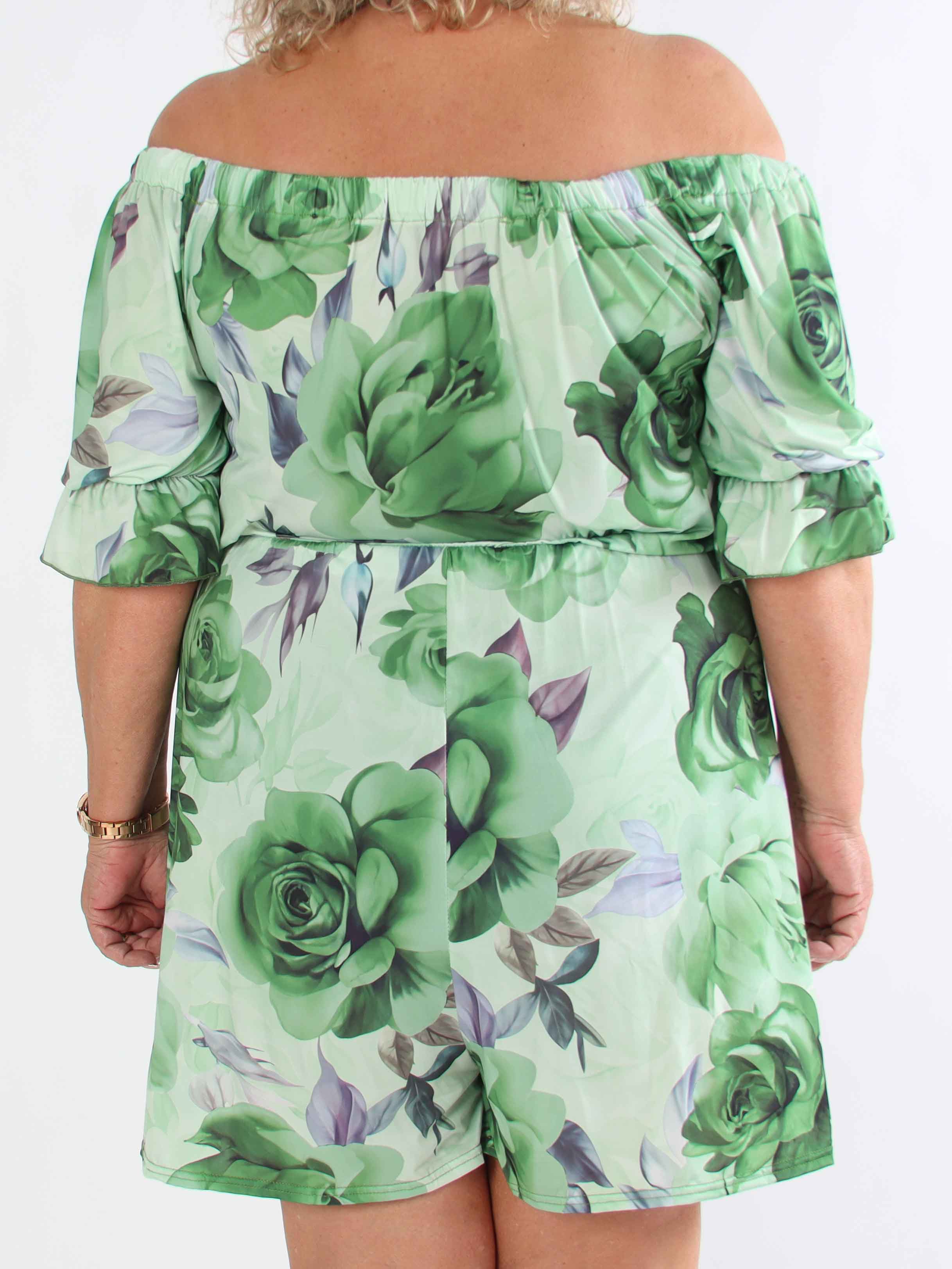 Ayla Playsuit - Elastisk plus size blommig byxdräkt