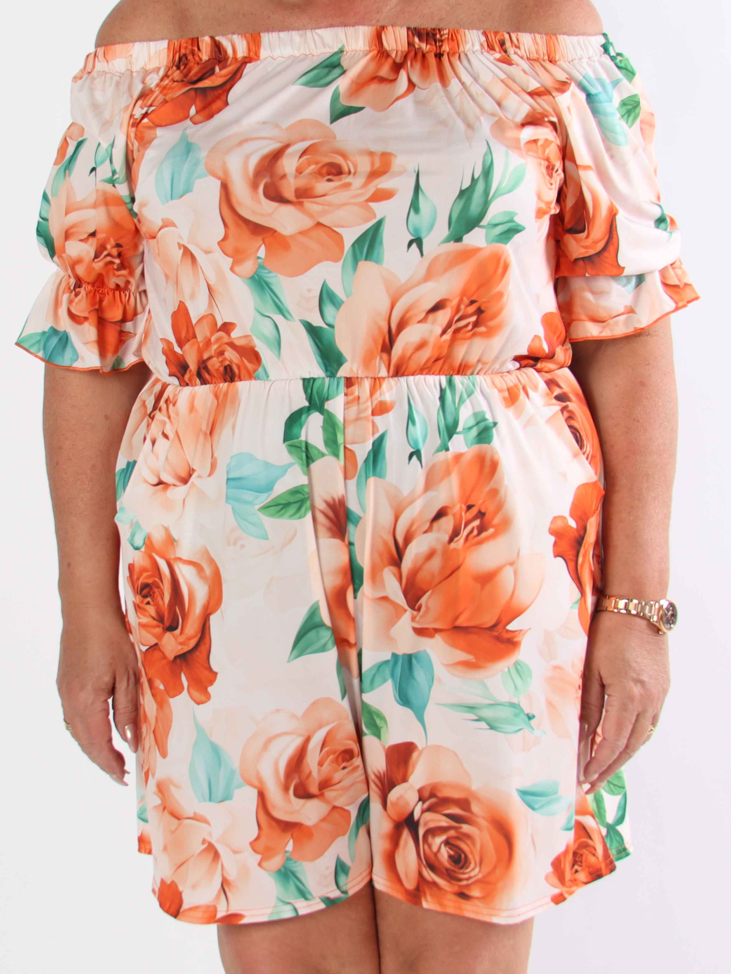 Ayla Playsuit - Elastisk plus size blommig byxdräkt