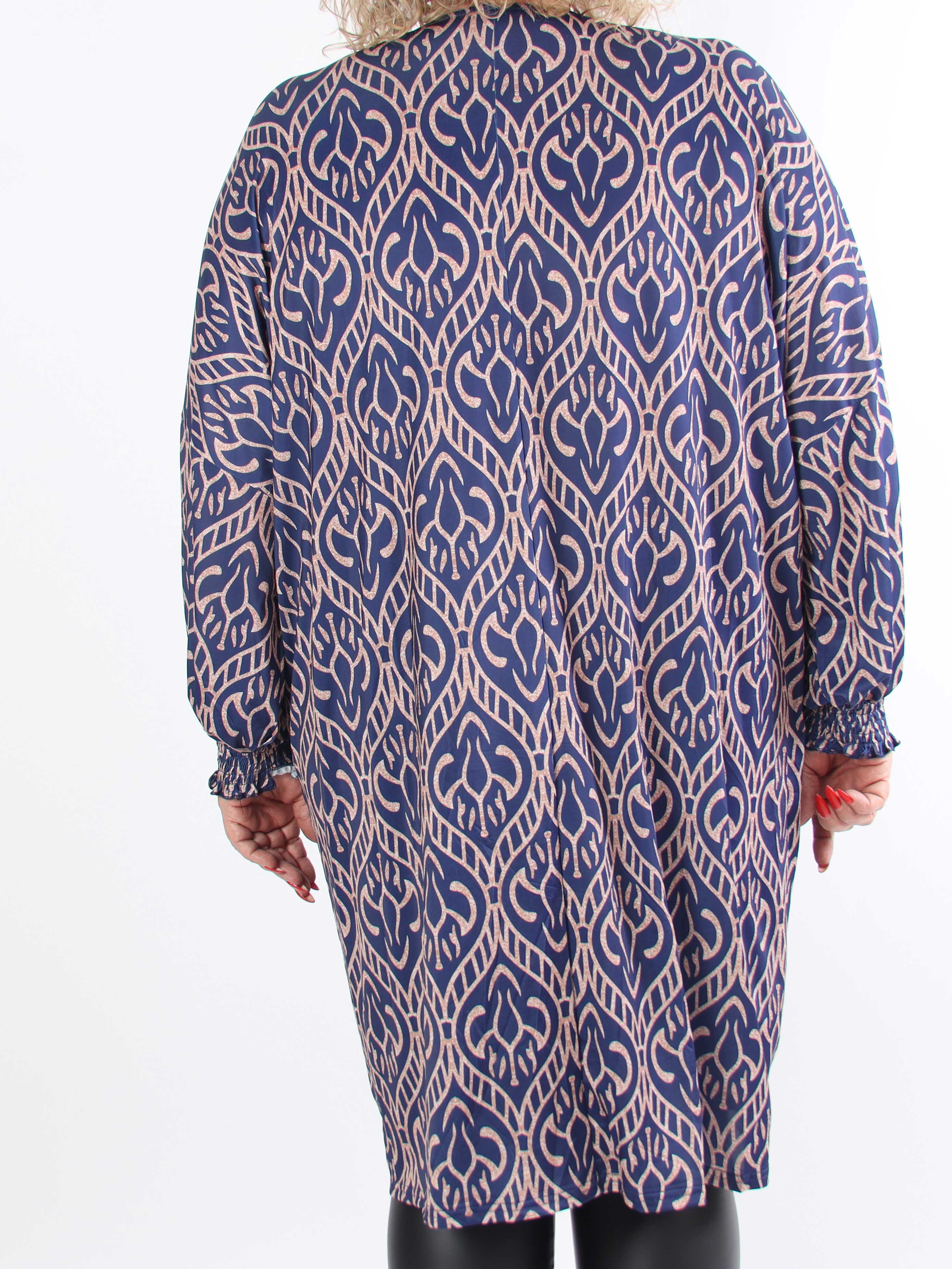 Azmina Boho L/S - Tunikaklänning i plus size med resår och lös passform