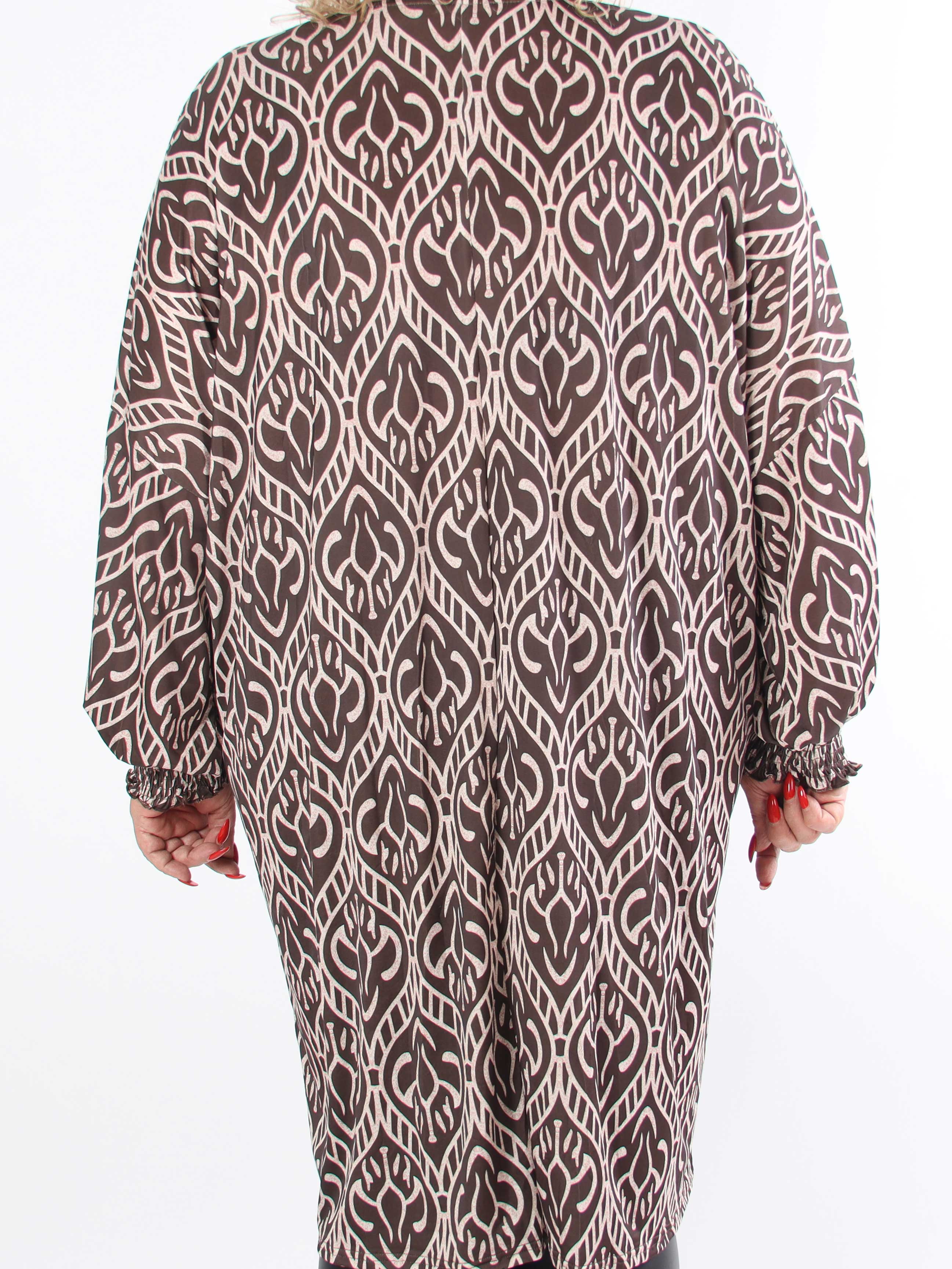 Azmina Boho L/S - Tunikaklänning i plus size med resår och lös passform