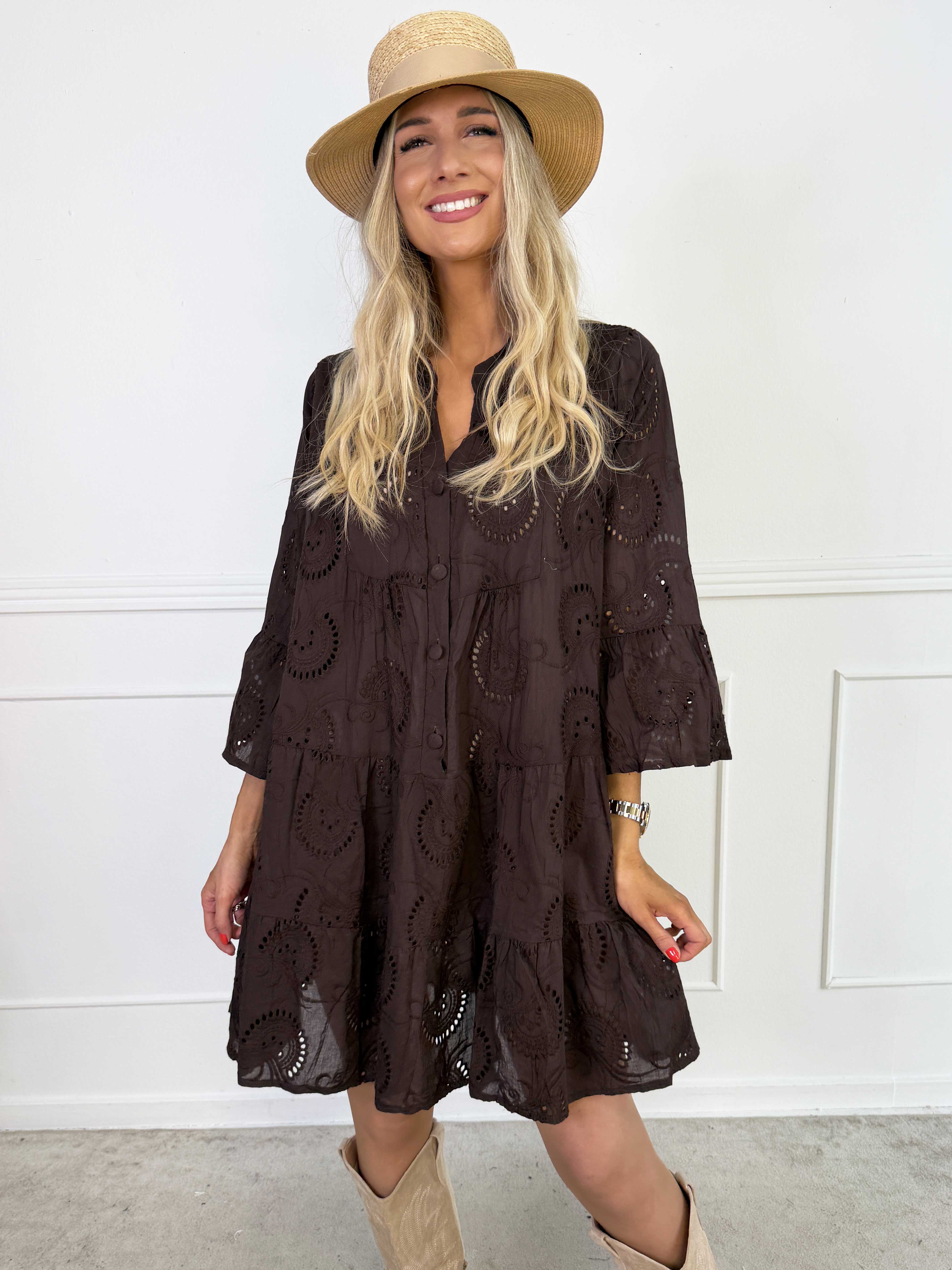 Benti - Tunikakjole i viskose med broderie anglaise