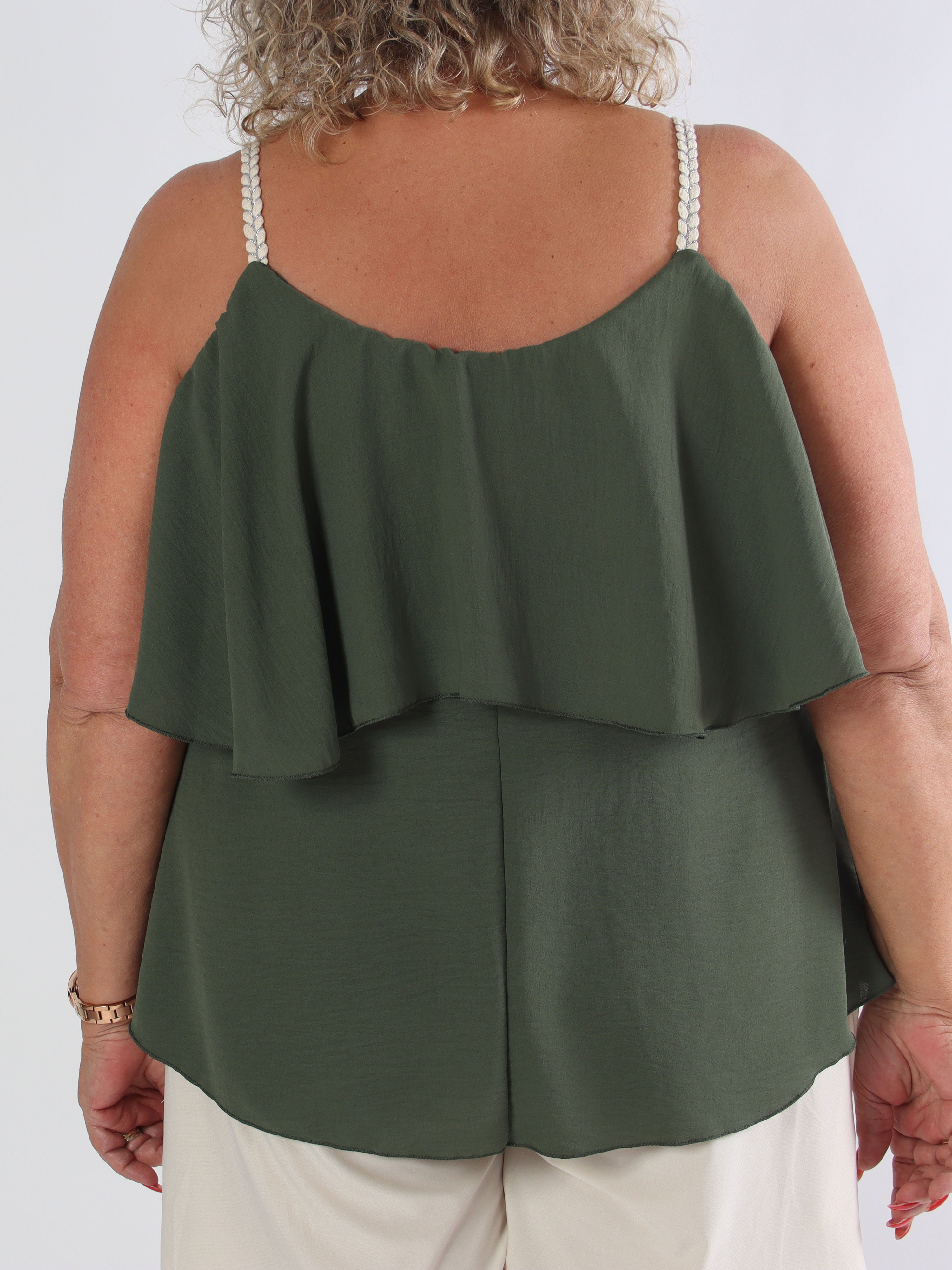 Blanca Top - Plus size topp med volanger och flätade band