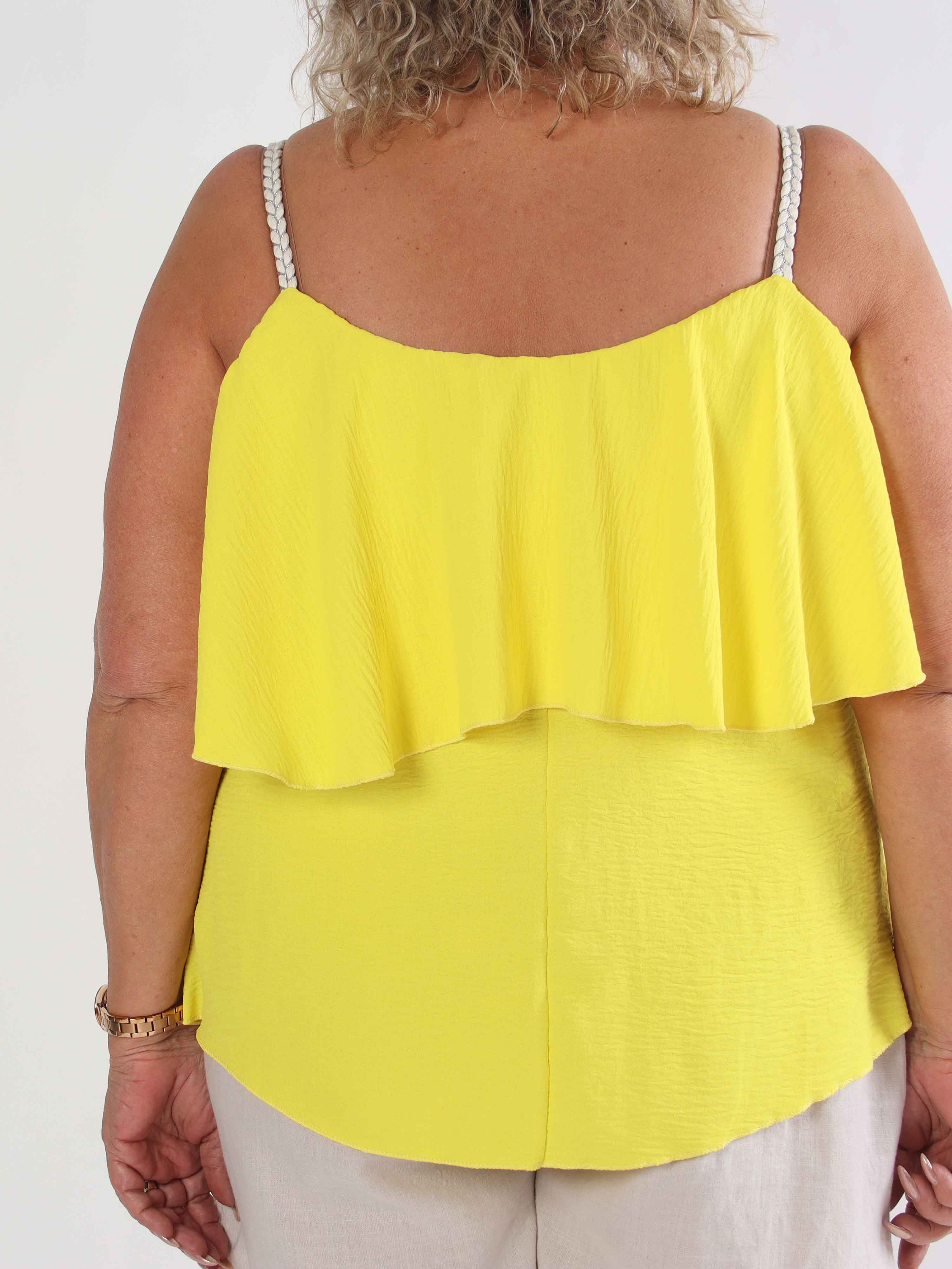 Blanca Top - Plus size topp med volanger och flätade band