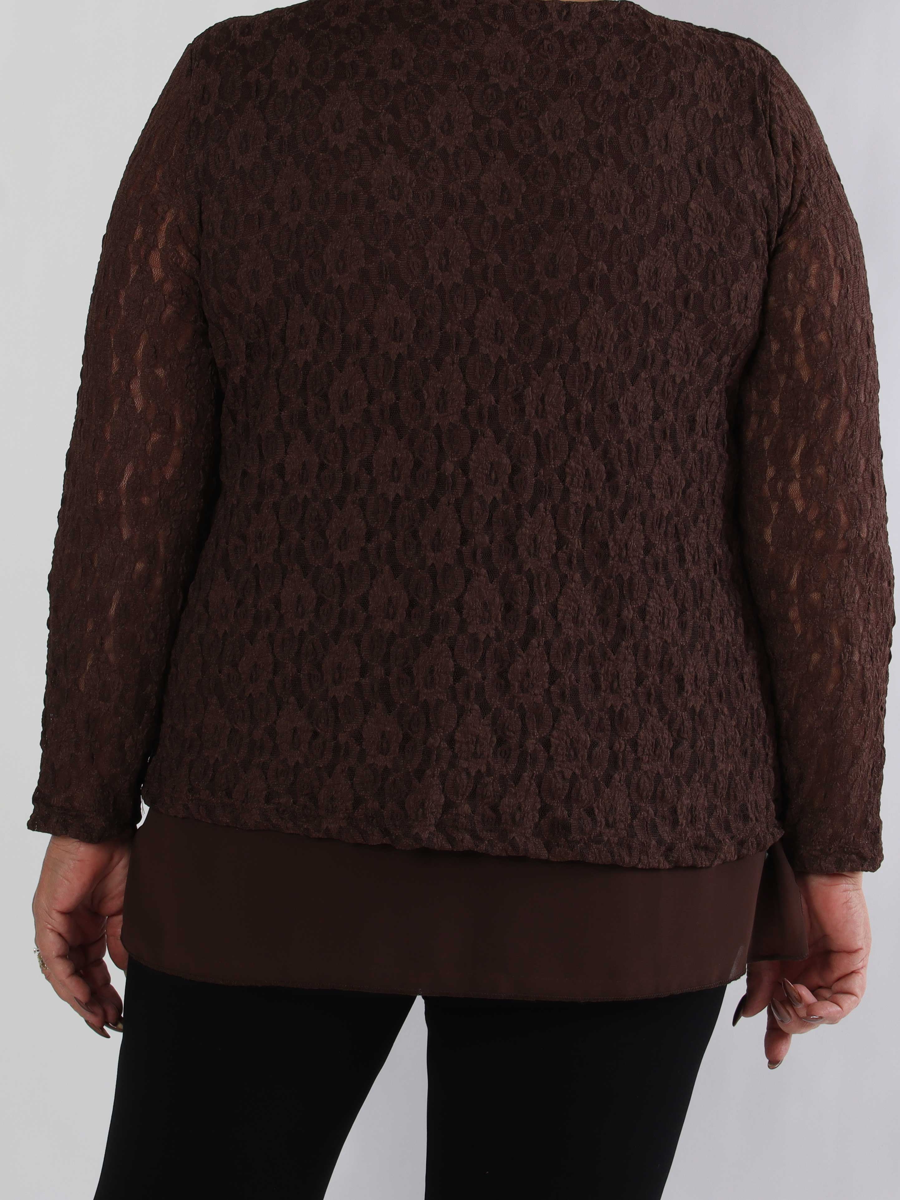 Candidas - Plus size spetstunika med chiffonglager