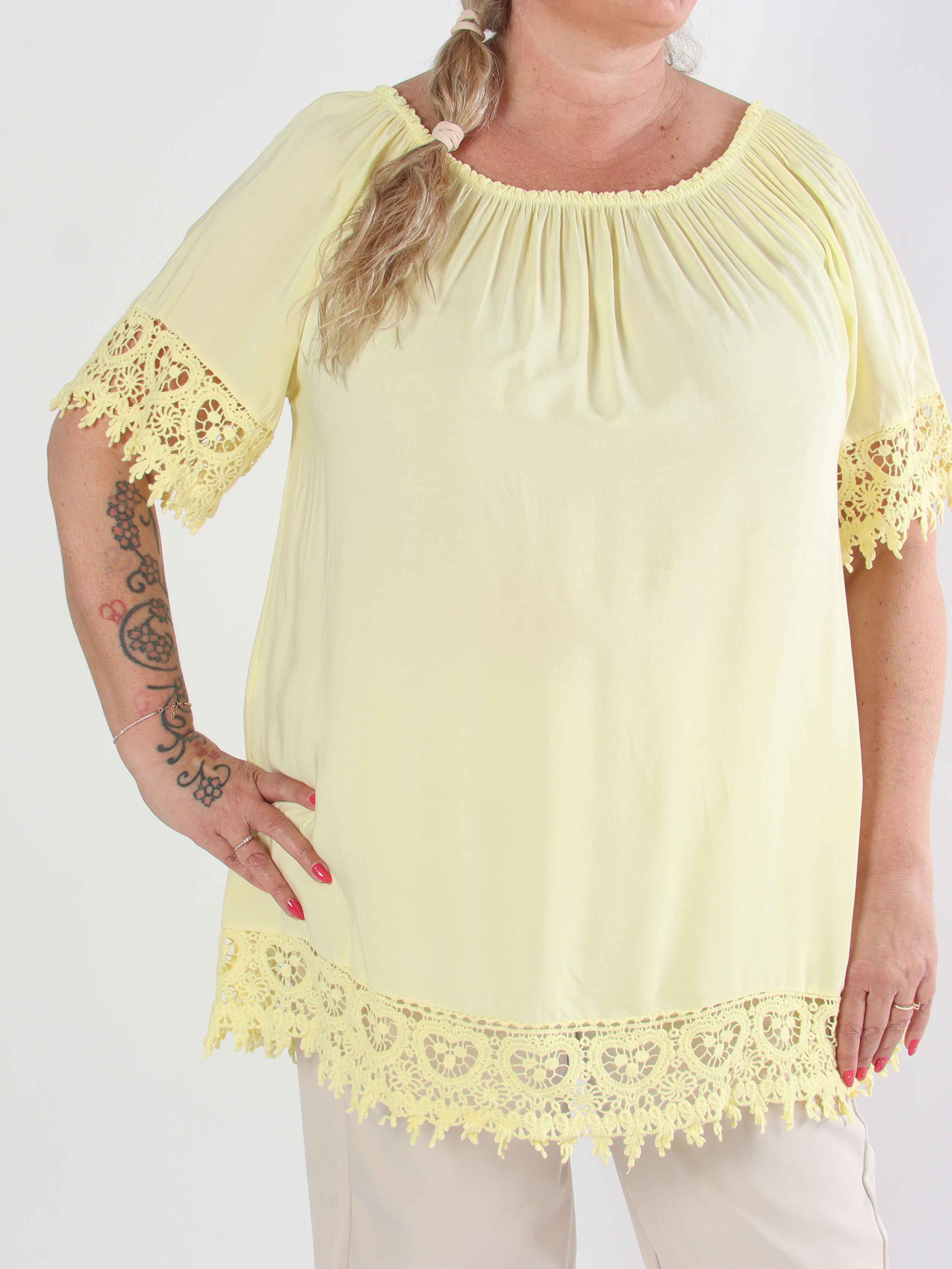 Carnelia - Tunikaklänning i viskos i plus size med broderade kanter
