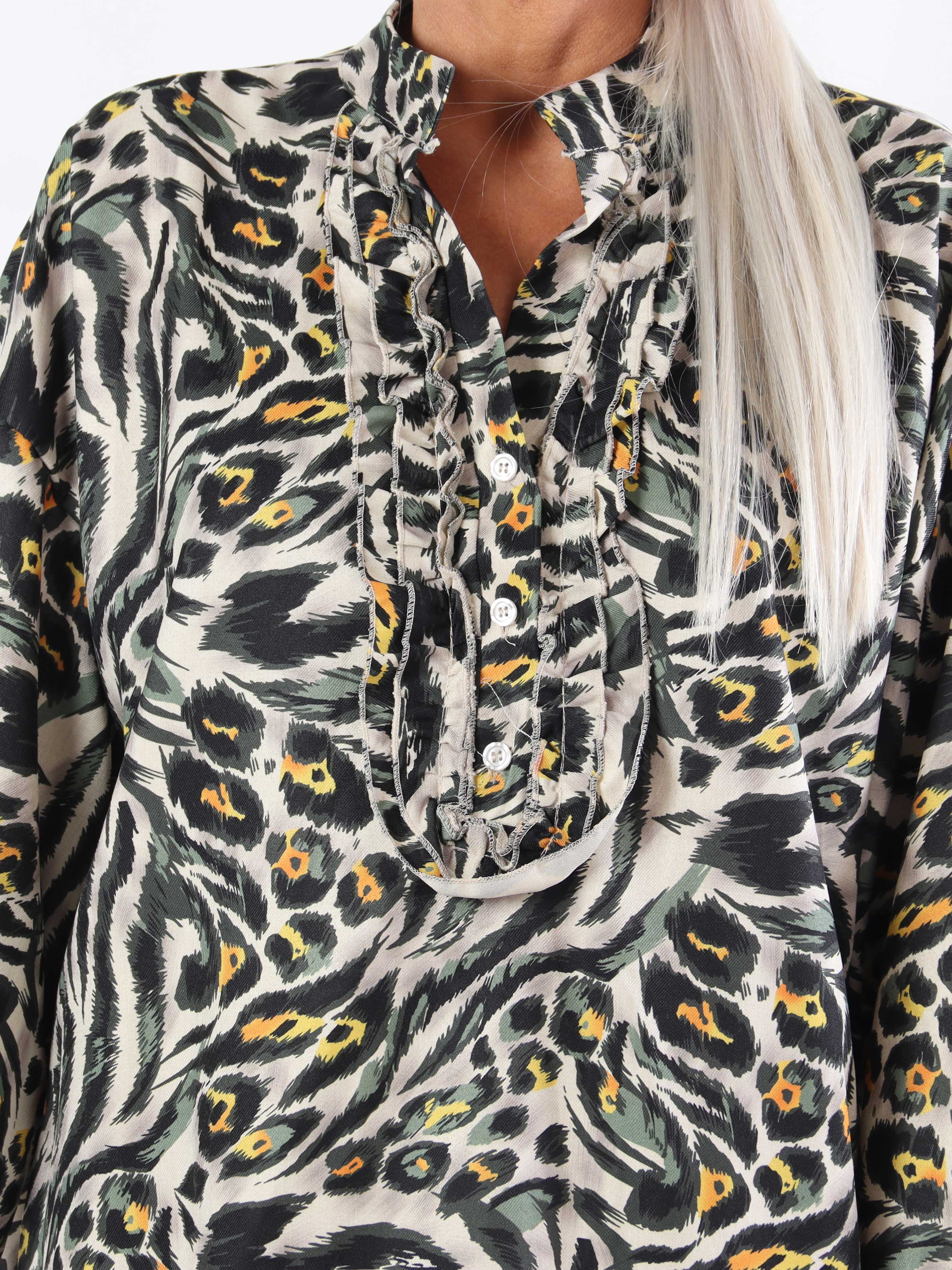Cassia Animal - Tunikaklänning i plus size med volanger vid bröstet