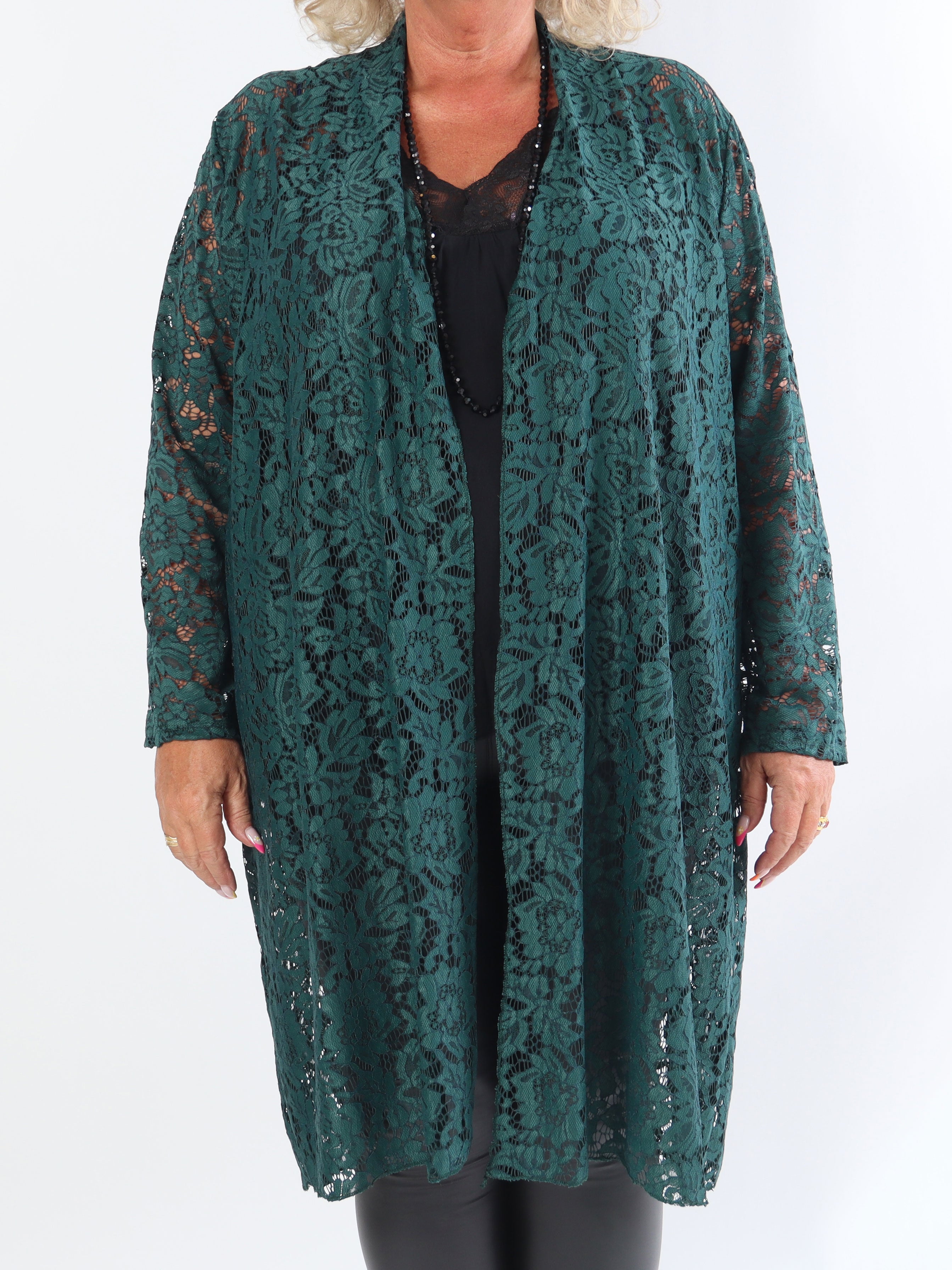 Cece - Plus size kofta i mjuk elastisk spets