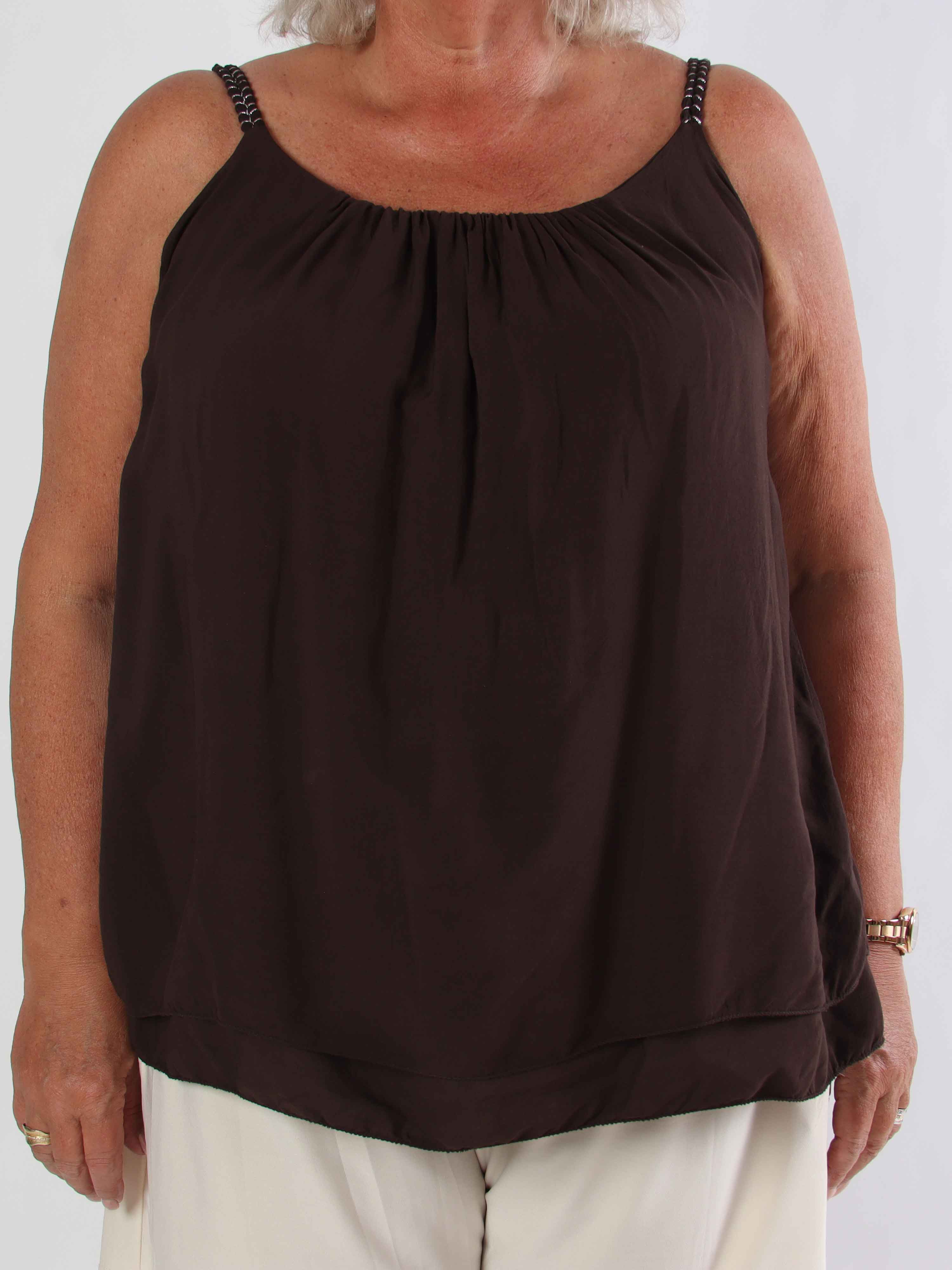 Chalkis Top - Plus size topp i mjuk viskos med flätade axelband