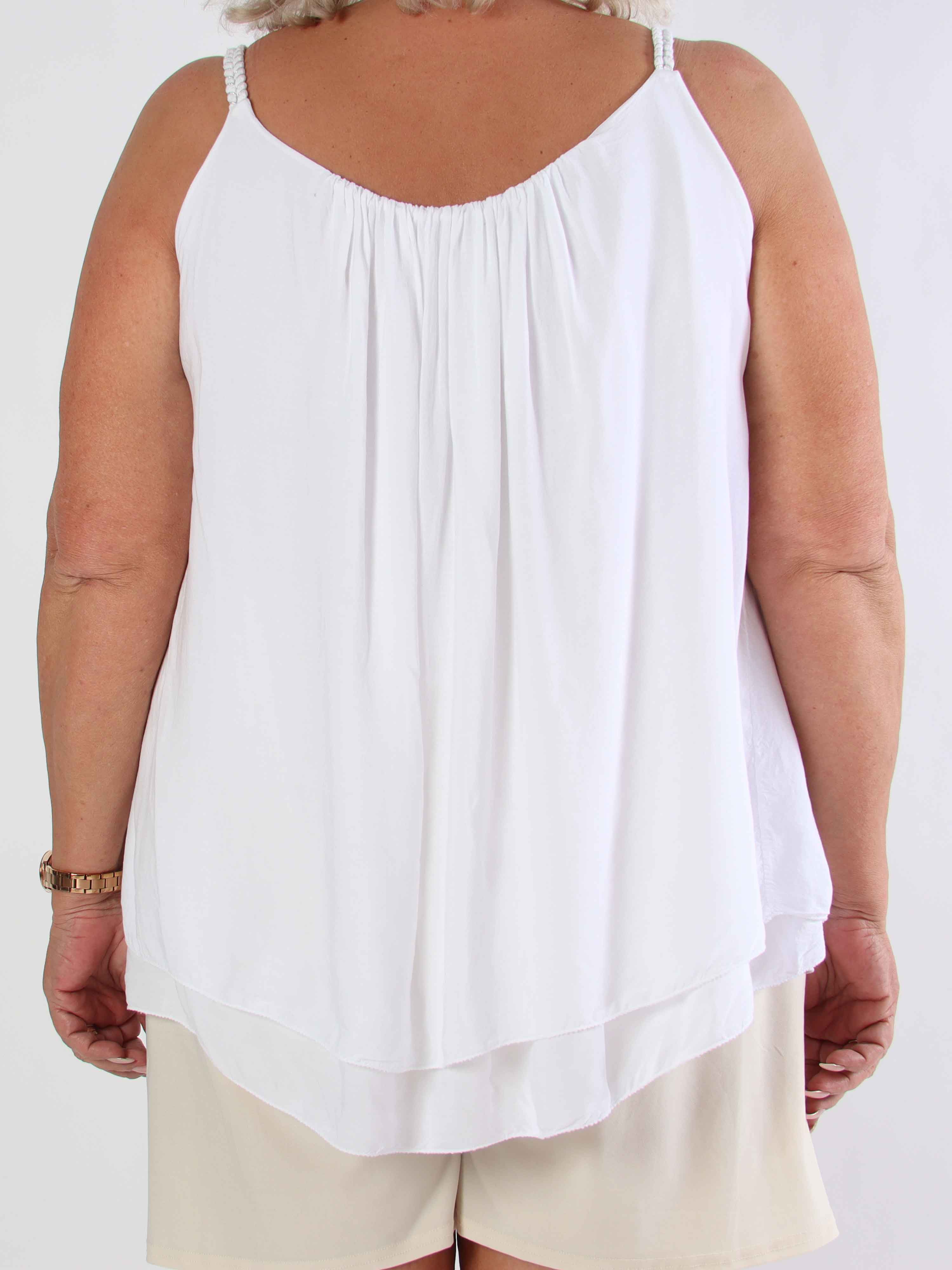 Chalkis Top - Plus size topp i mjuk viskos med flätade axelband