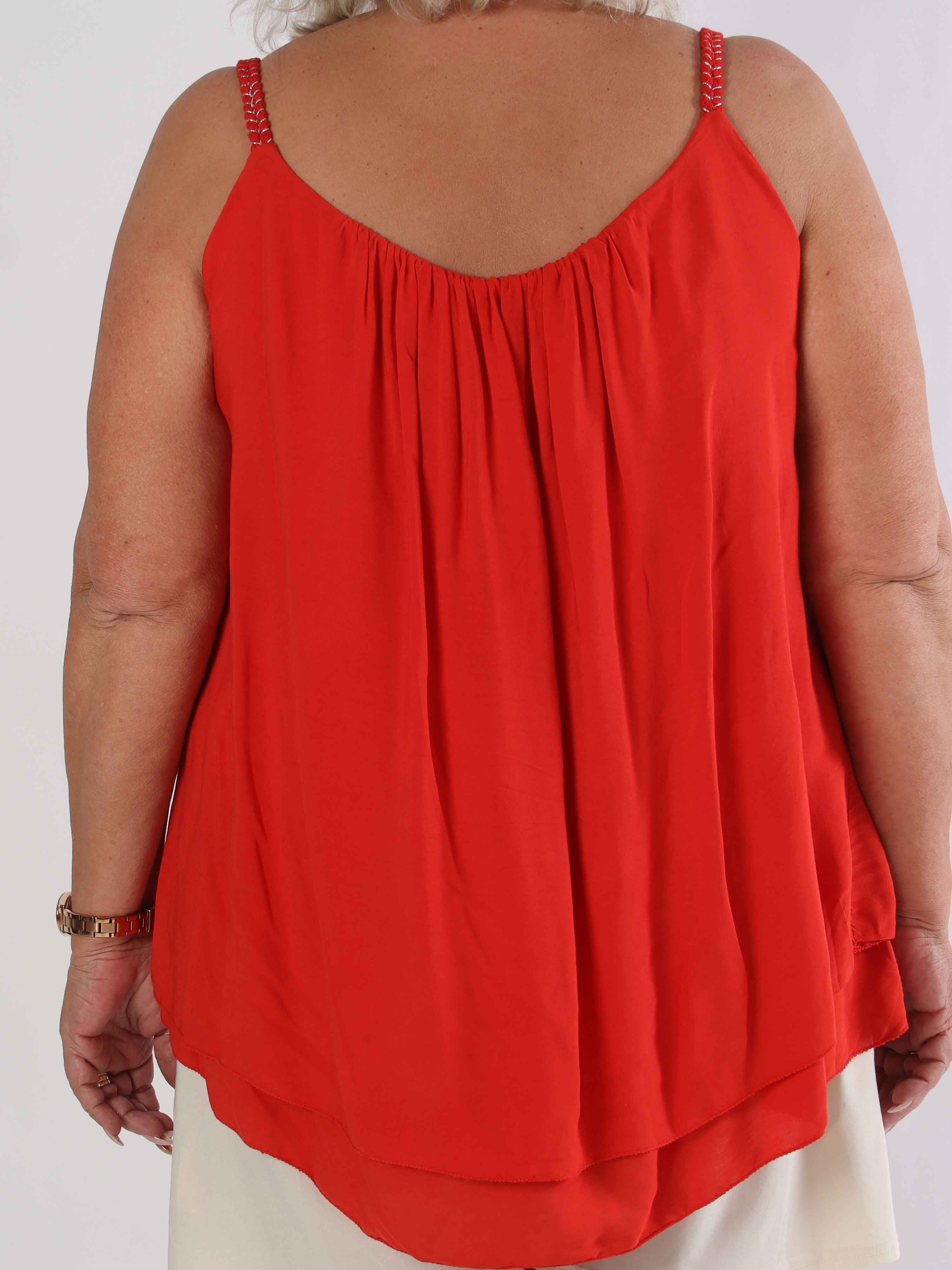 Chalkis Top - Plus size topp i mjuk viskos med flätade axelband