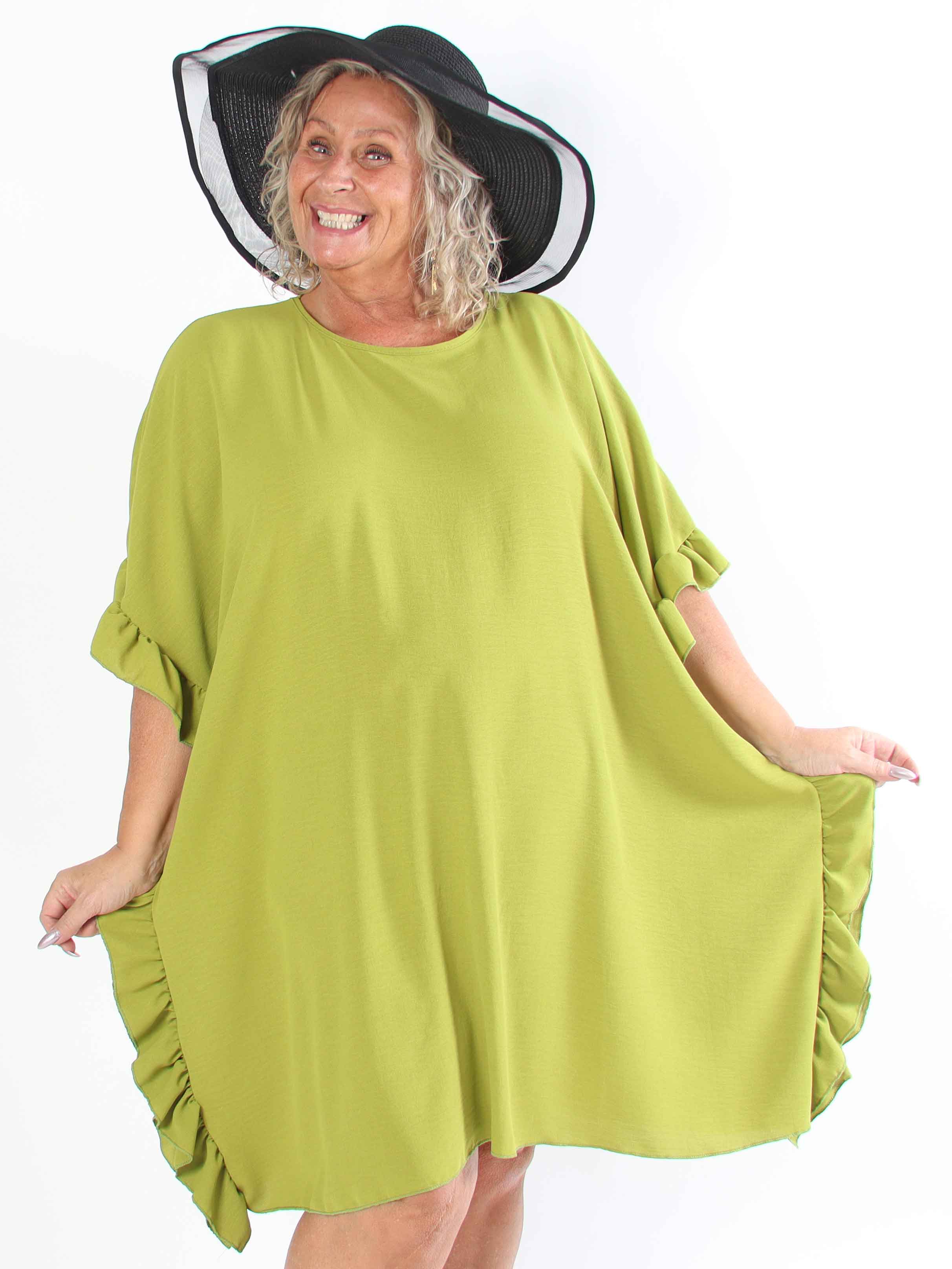 Cille - Plus size-tunika med volanger i sidorna