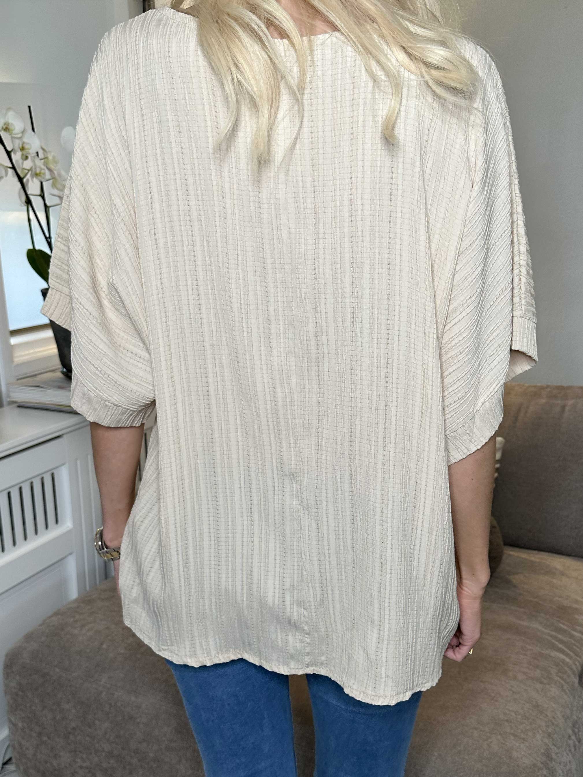 Cindy - Enfärgad blus i crepe-look - Blue