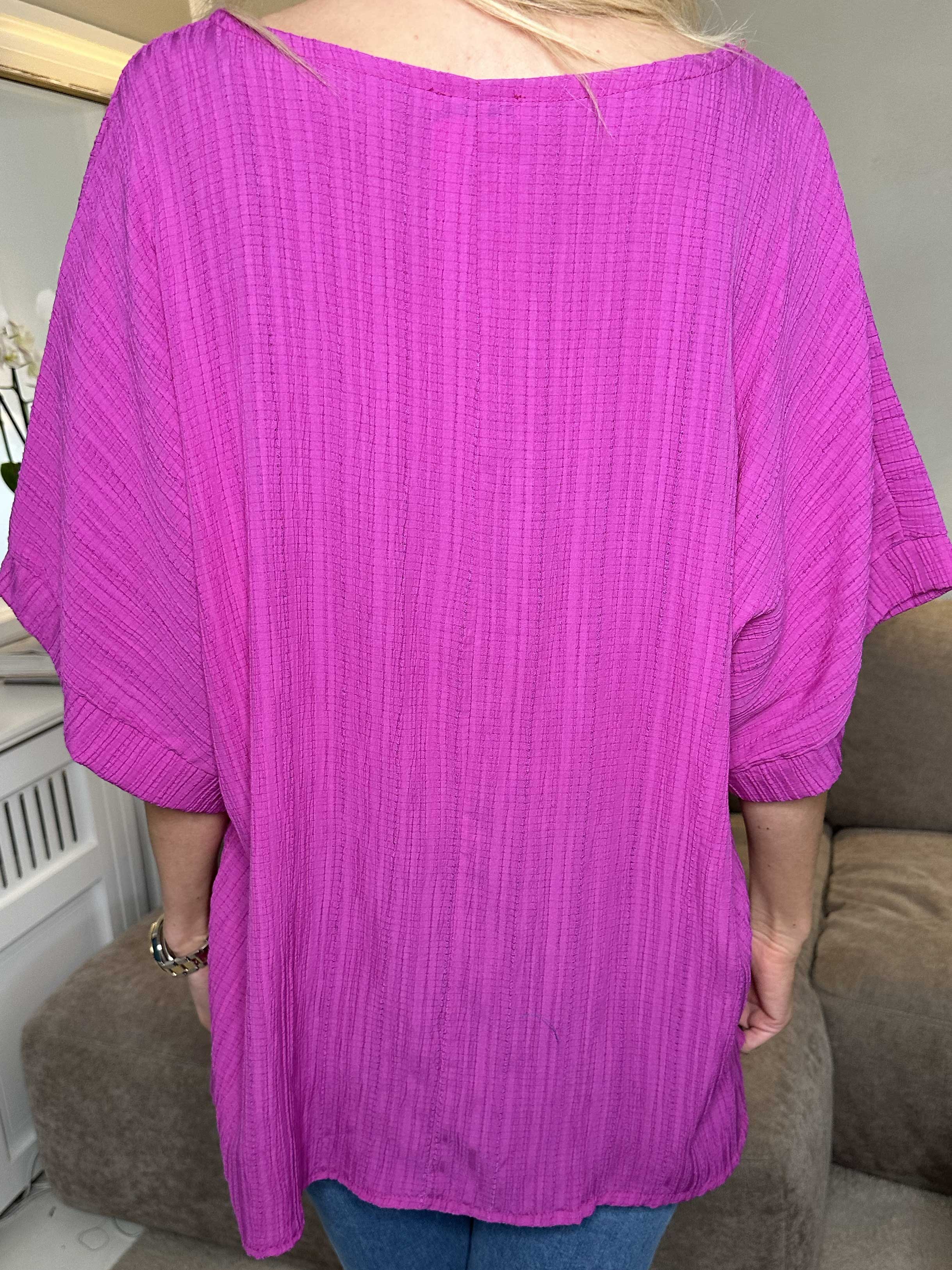 Cindy - Enfärgad blus i crepe-look