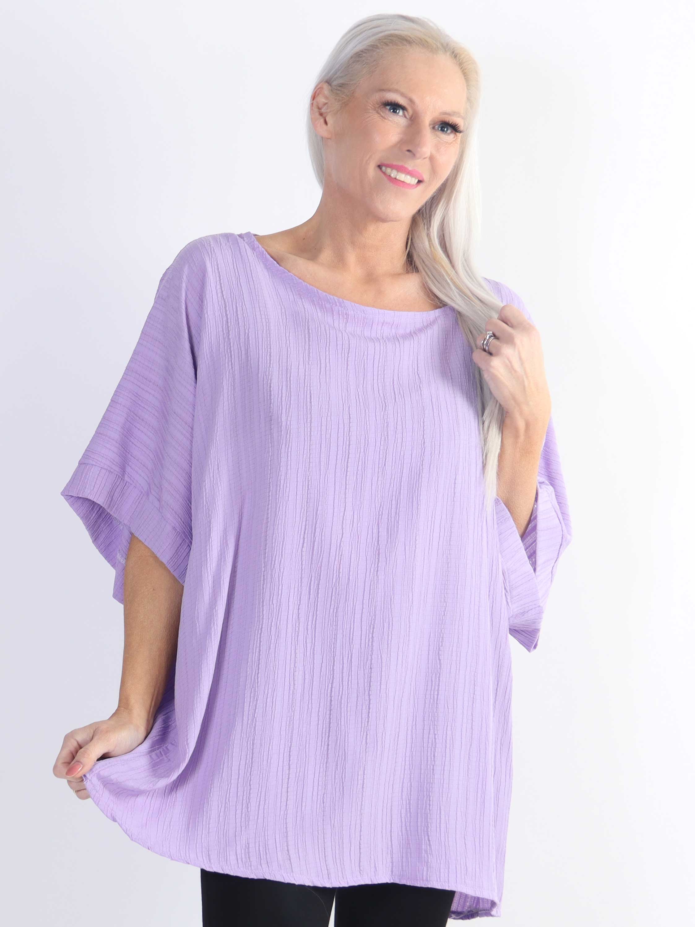Cindy - enfärgad plus size-blus i crepe-look