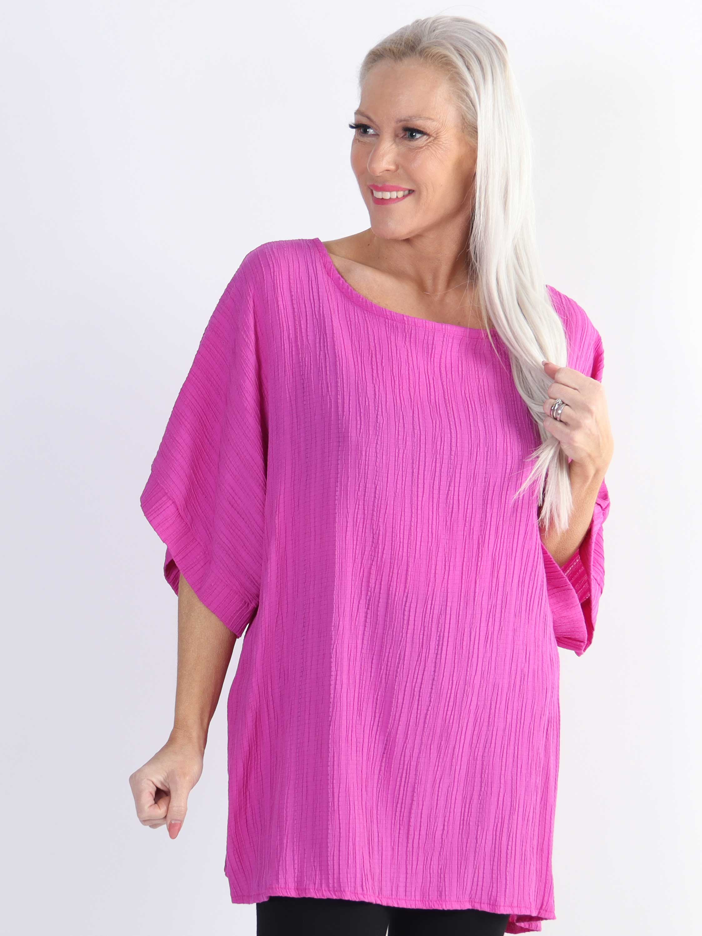 Cindy - enfärgad plus size-blus i crepe-look