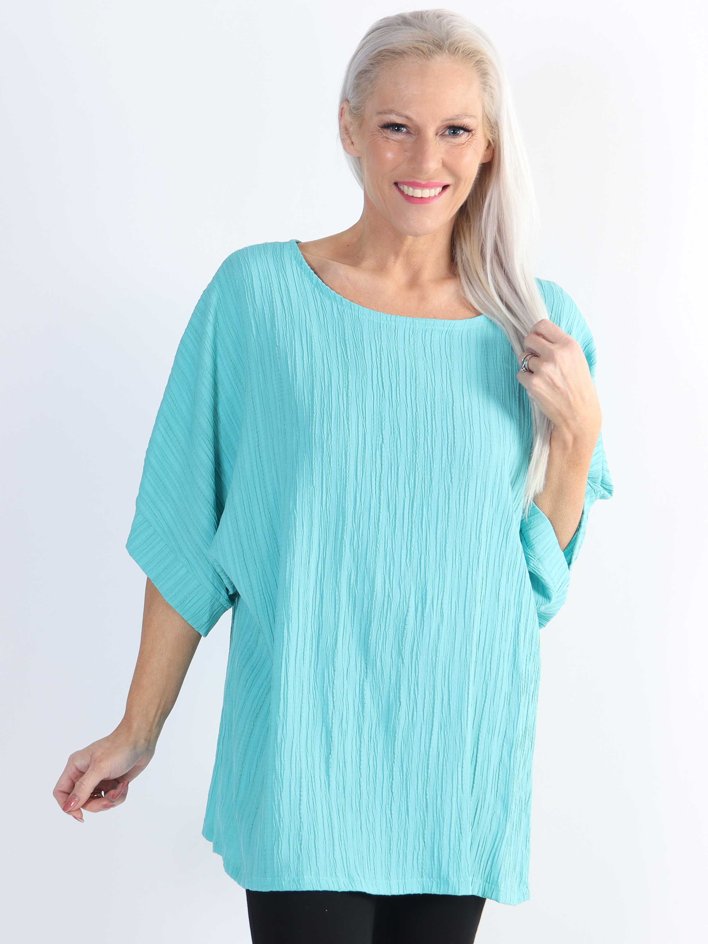 Cindy - enfärgad plus size-blus i crepe-look
