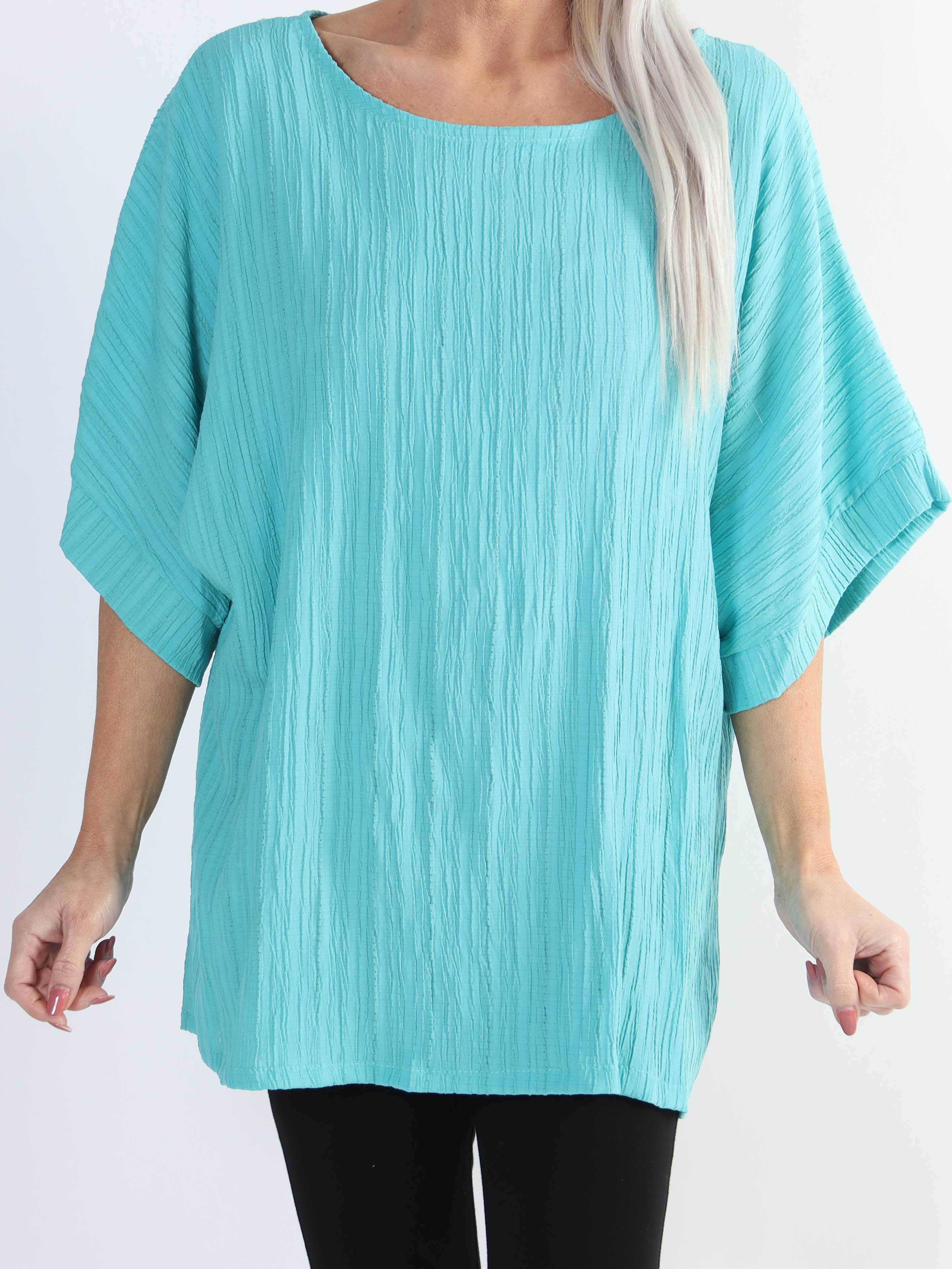 Cindy - enfärgad plus size-blus i crepe-look