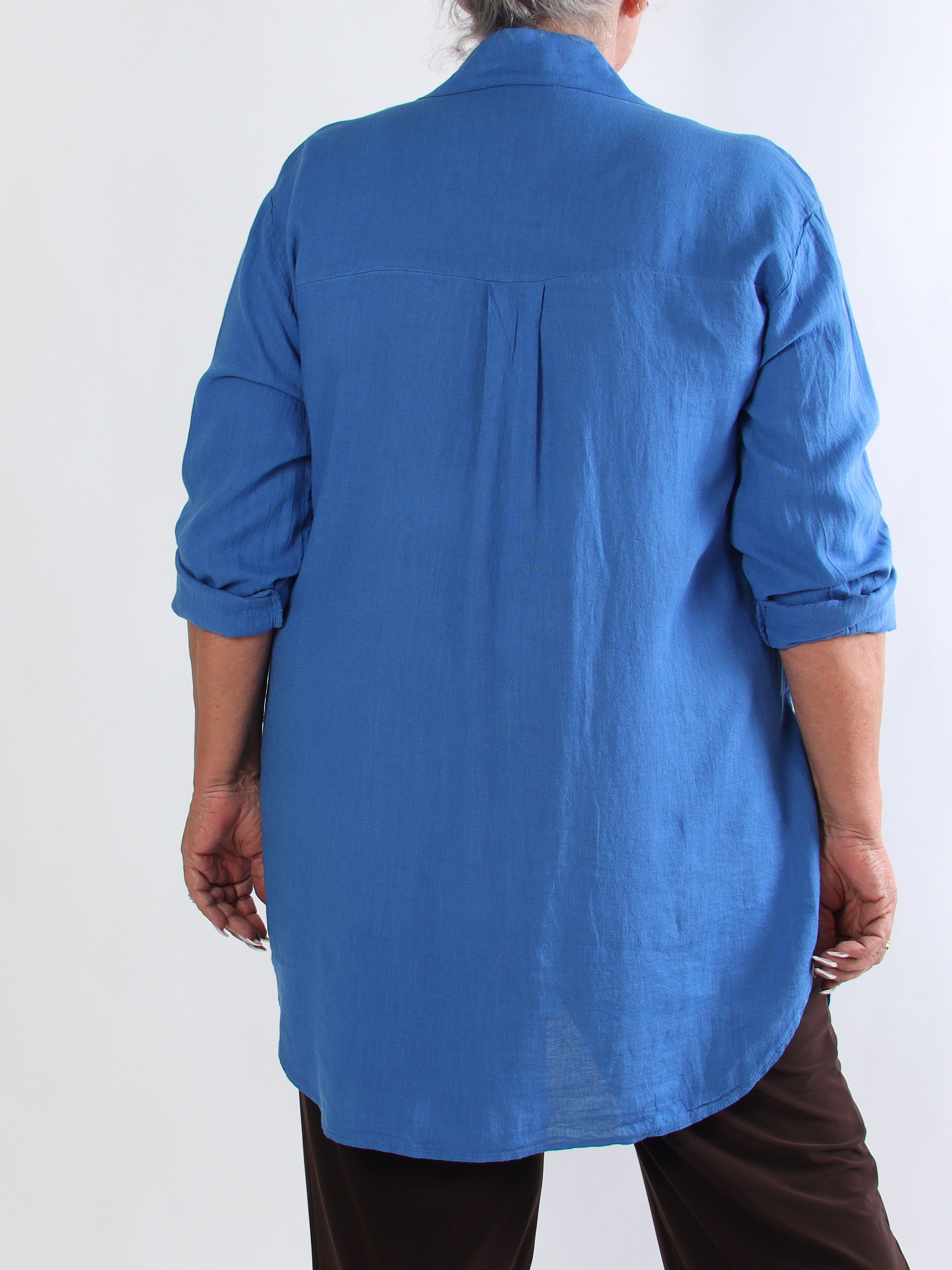 Clara Dress - Plus size skjortekjole i viskose og hør