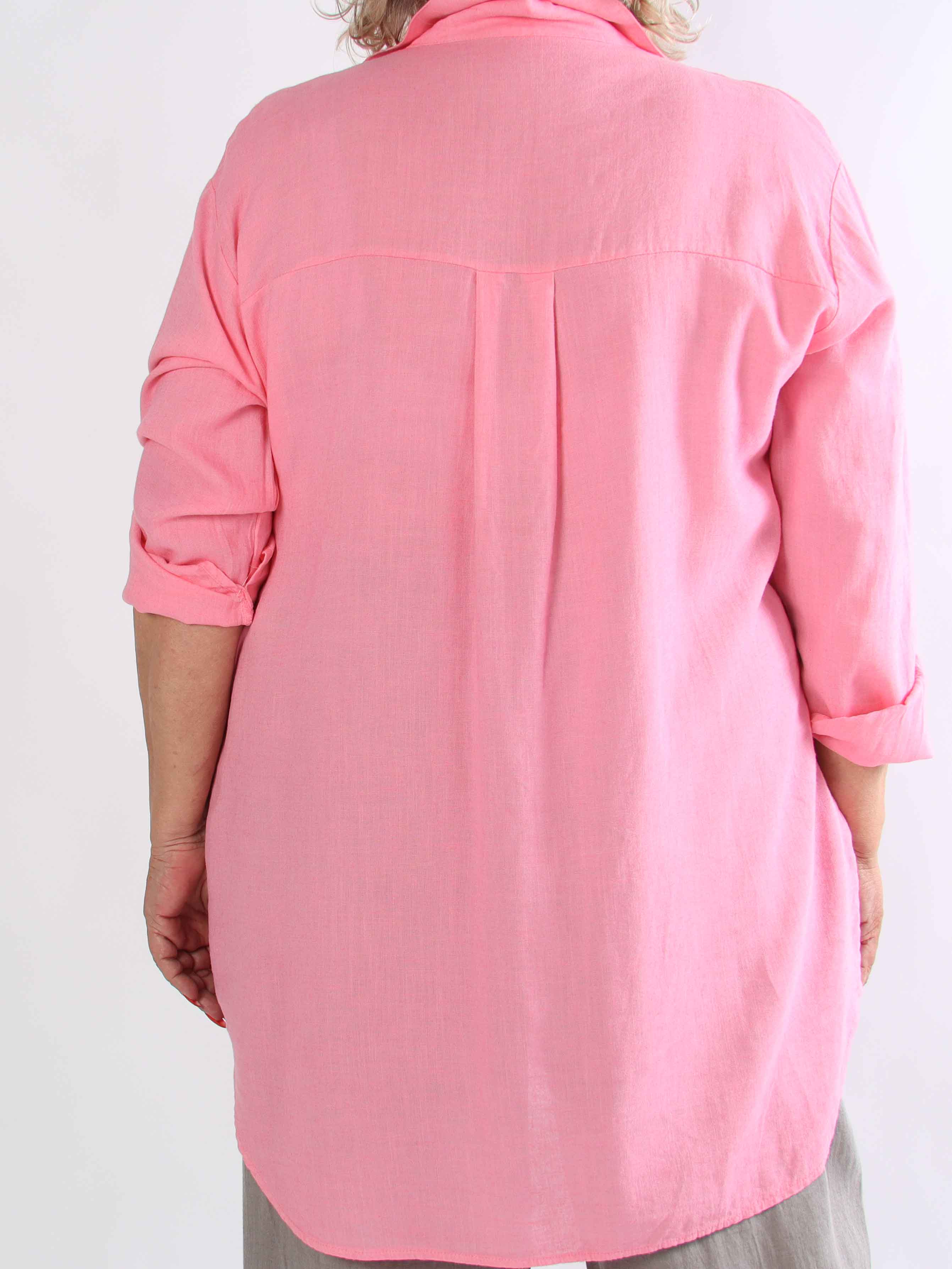 Clara Dress - Plus size skjortekjole i viskose og hør
