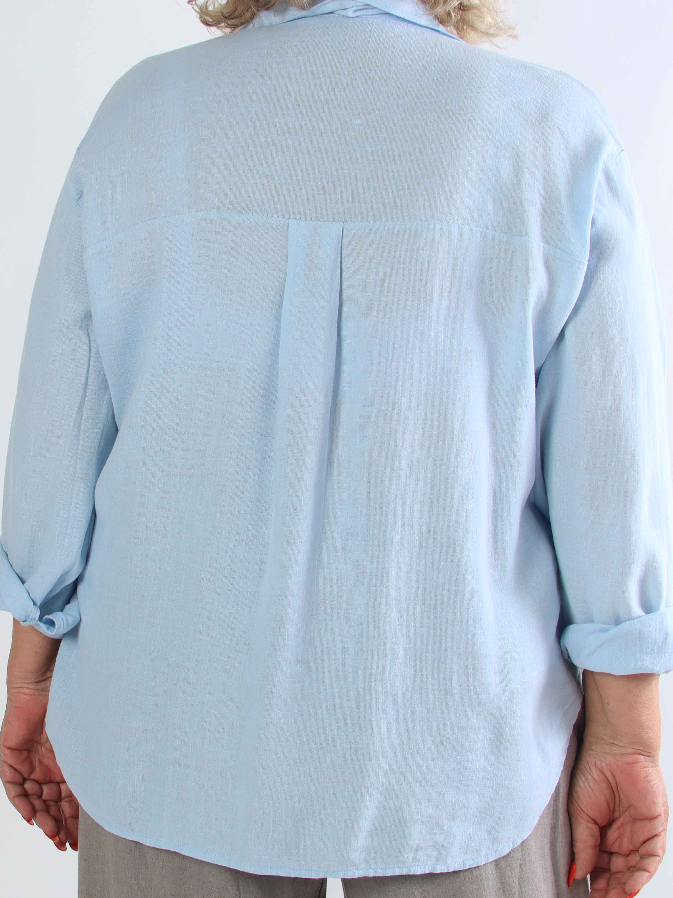 Clara Shirt - Enfärgad plus size skjorta i viskos och linne
