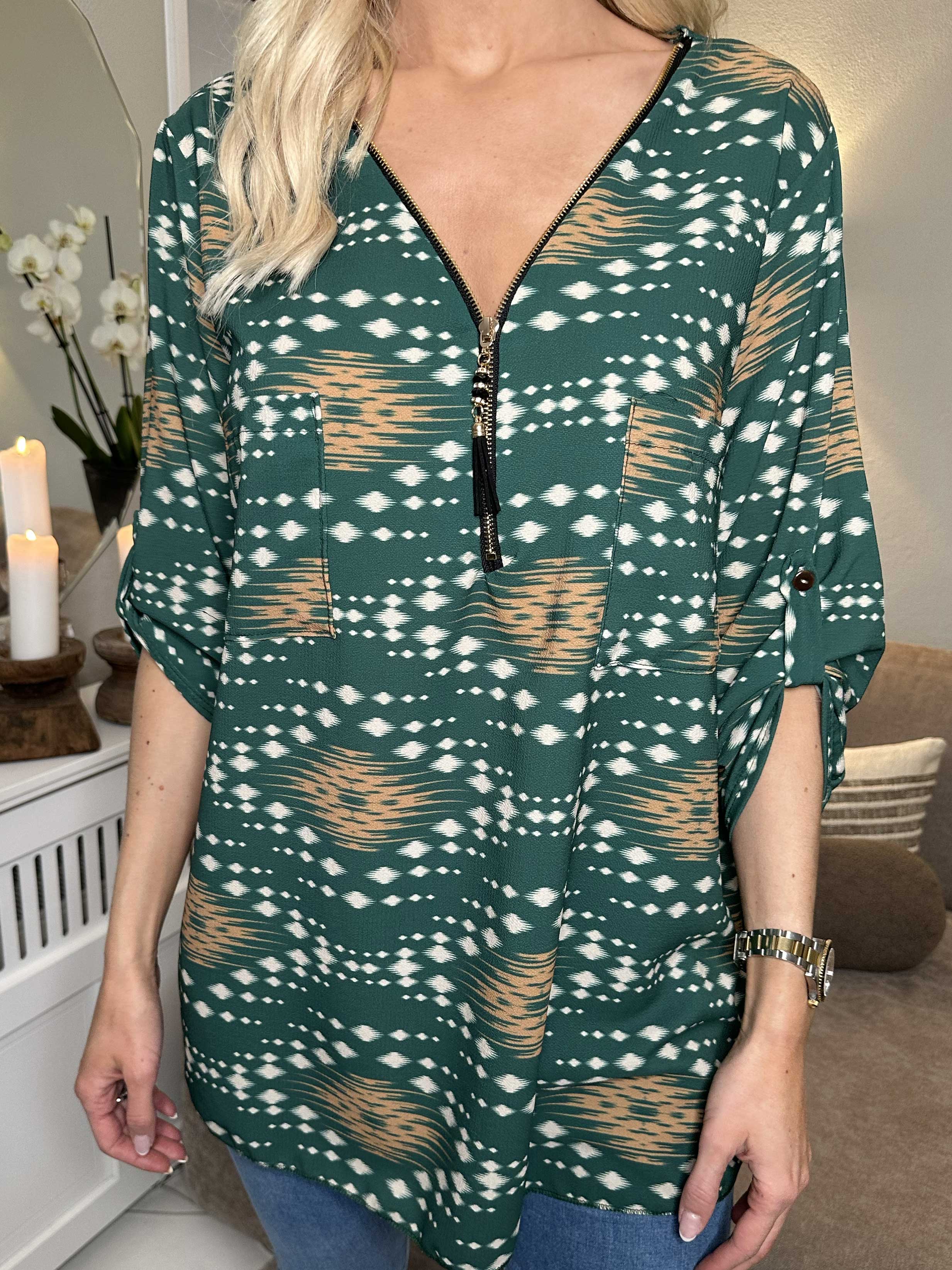Claudia Pattern - Tunika med tryck och dragkedja