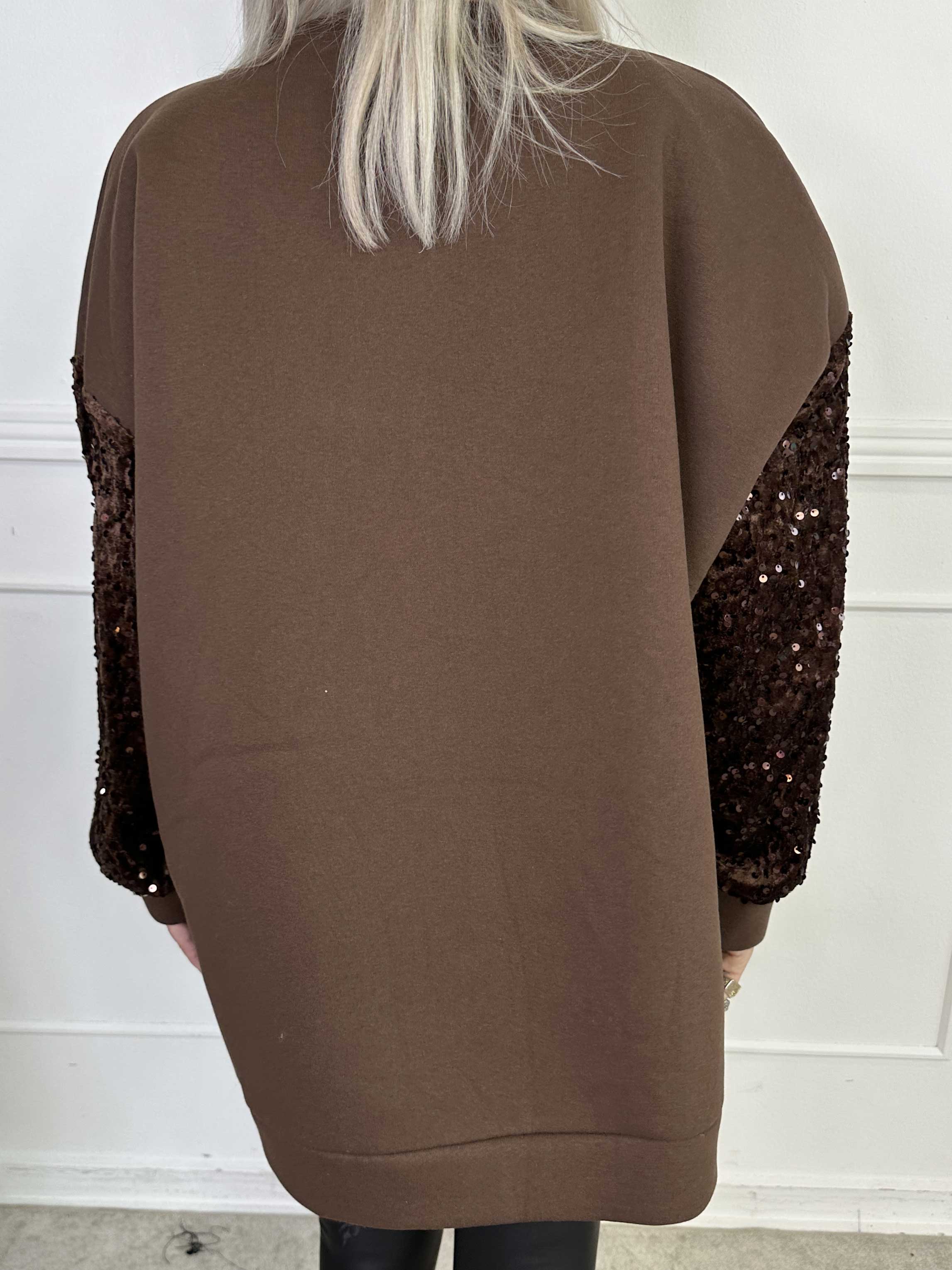Cytherea - Oversized sweatshirt i bomull med paljetter på ärmarna