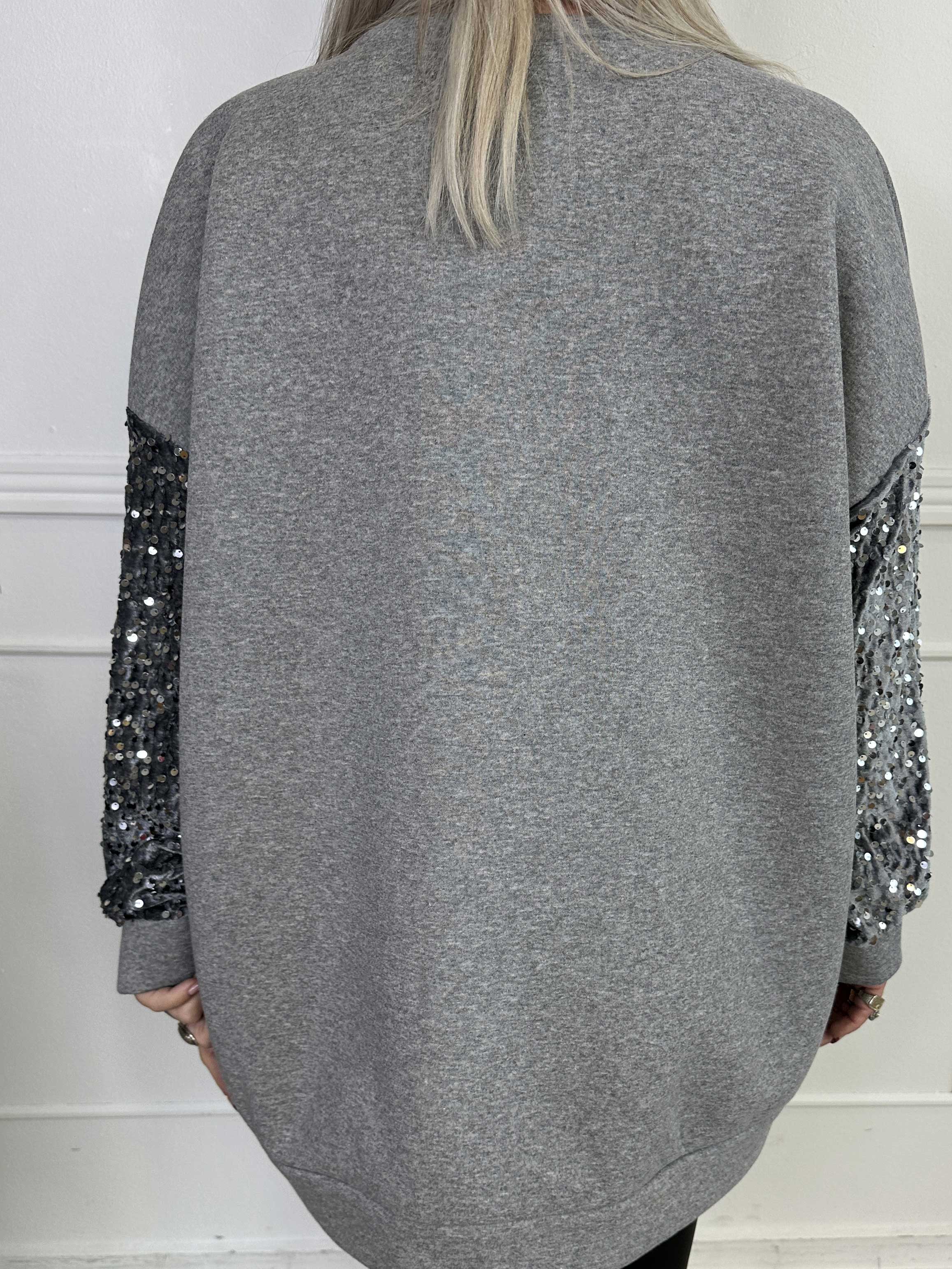 Cytherea - Oversized sweatshirt i bomull med paljetter på ärmarna