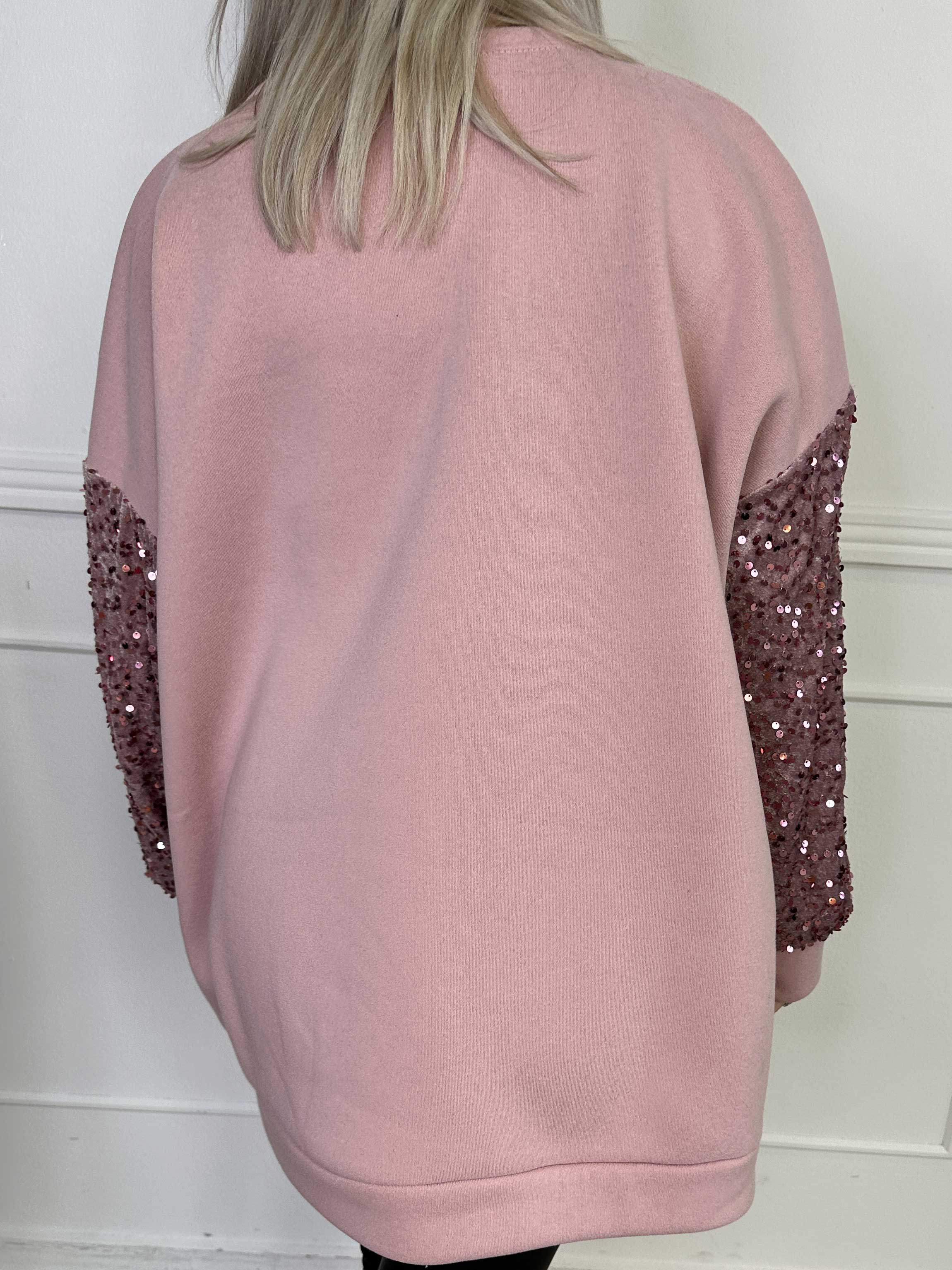 Cytherea - Oversized sweatshirt i bomull med paljetter på ärmarna