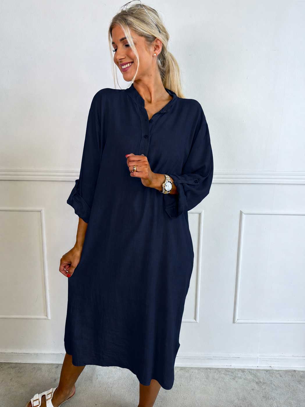 Dolly - Plus size tunikakjole i en hør- og viskoseblanding