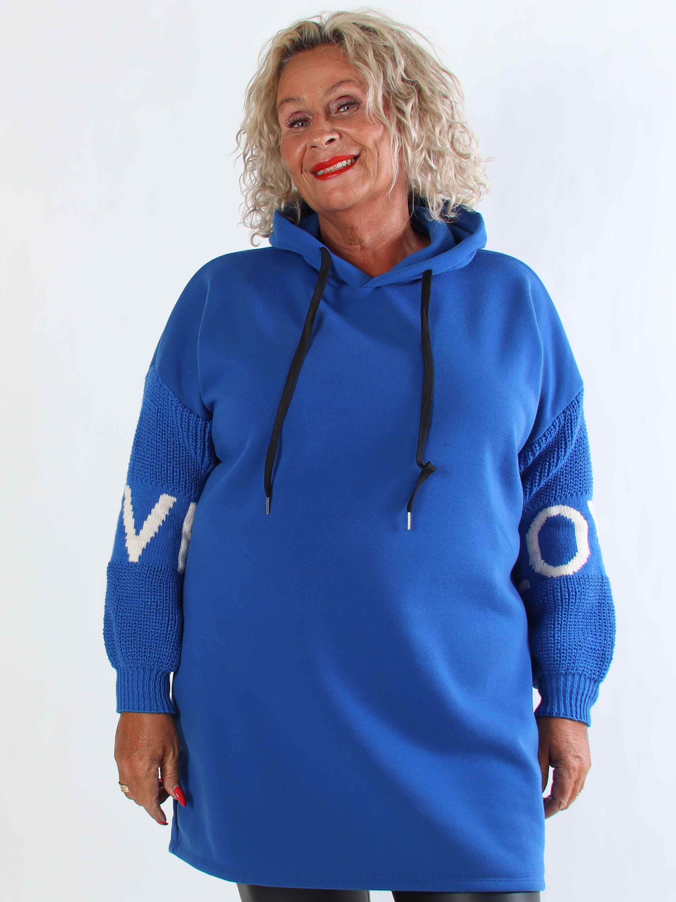 Debbie Hoodie - Plus size hoodie med stickade ärmar
