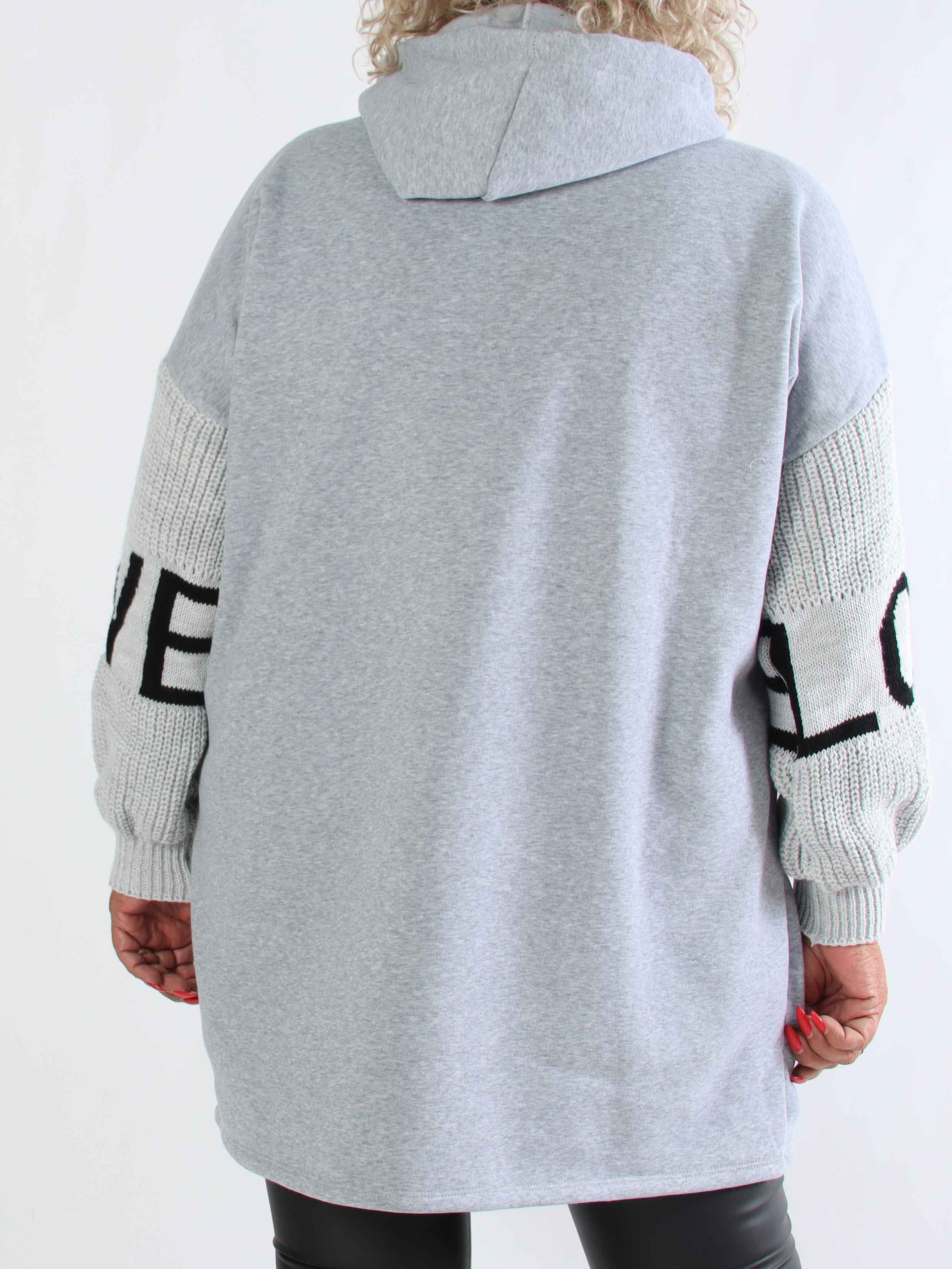 Debbie Hoodie - Plus size hoodie med stickade ärmar