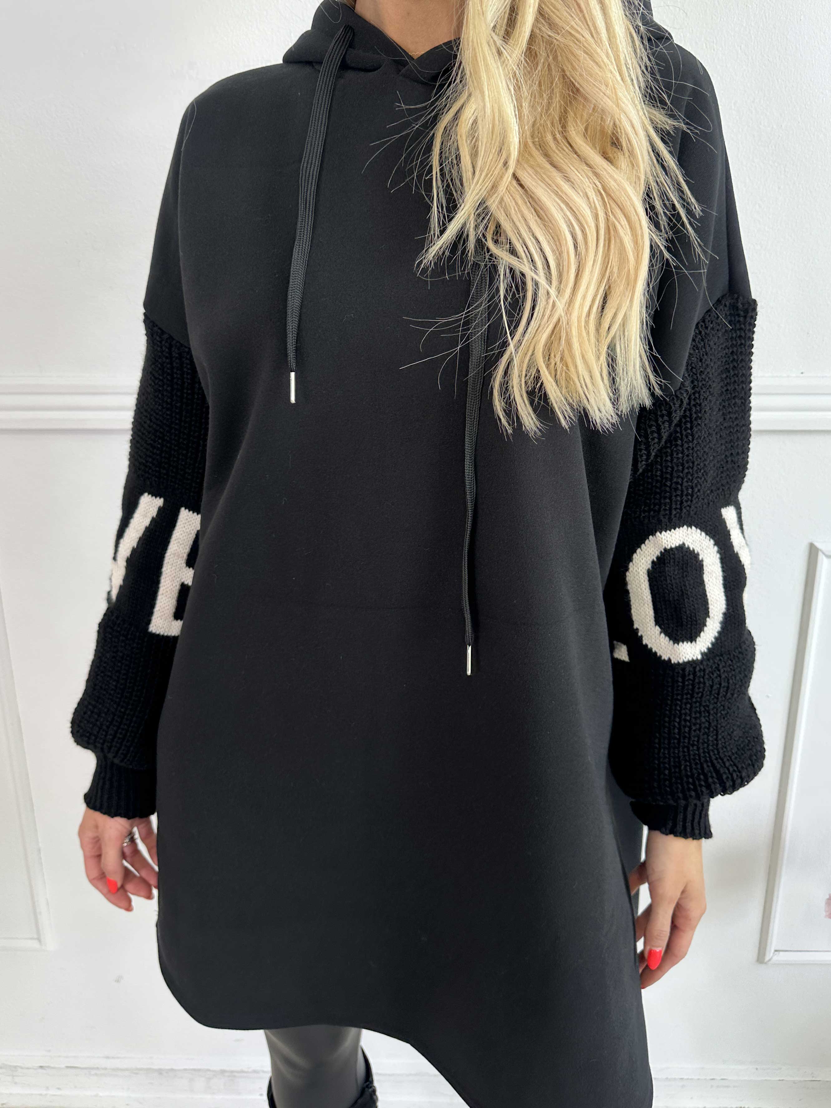 Debbie Hoodie - Oversized hoodie med stickade ärmar