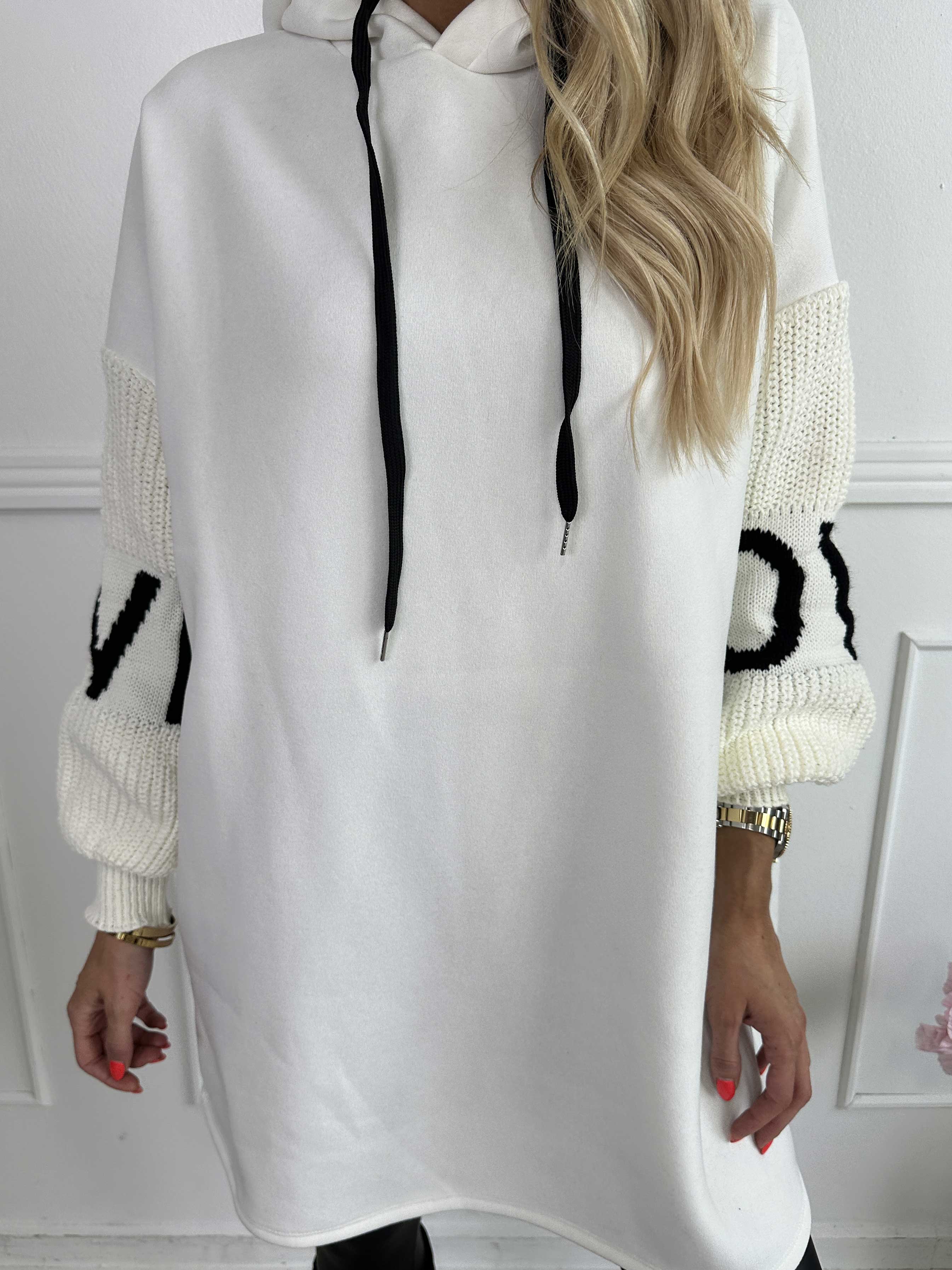 Debbie Hoodie - Oversized hoodie med stickade ärmar